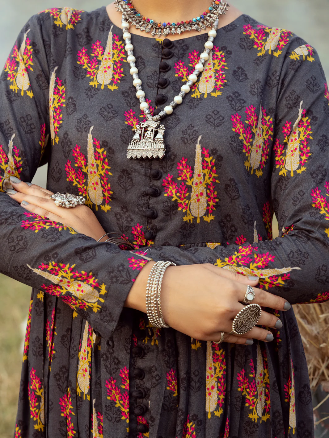 Dark Grey Cambric 2 Piece  Stitched - AWP-2PS-LKS-525 - Image 4