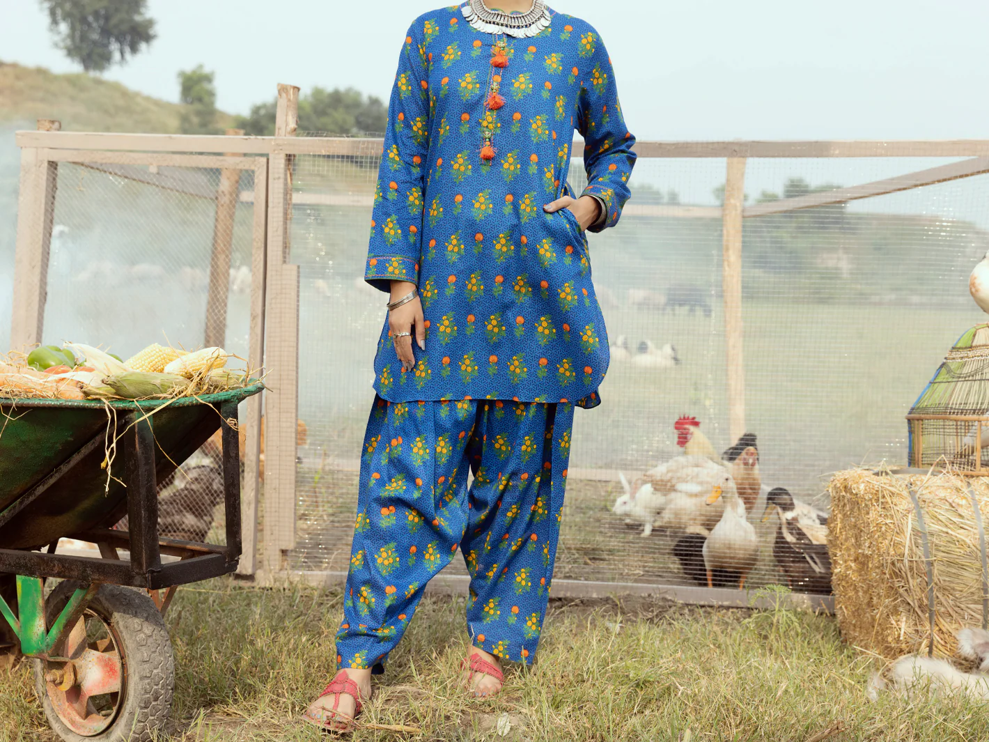 Navy Blue Cambric 2 Piece Stitched - AWP-2PS-LKS-526 - Image 4