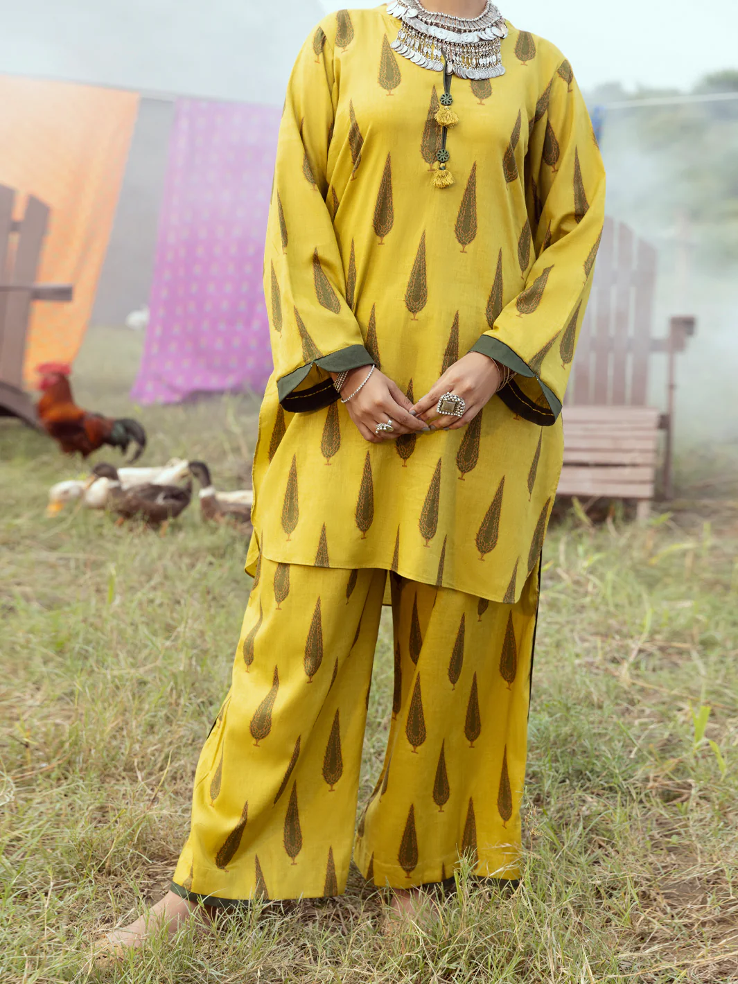 Lime Cambric 2 Piece Stitched - AWP-2PS-LKS-530