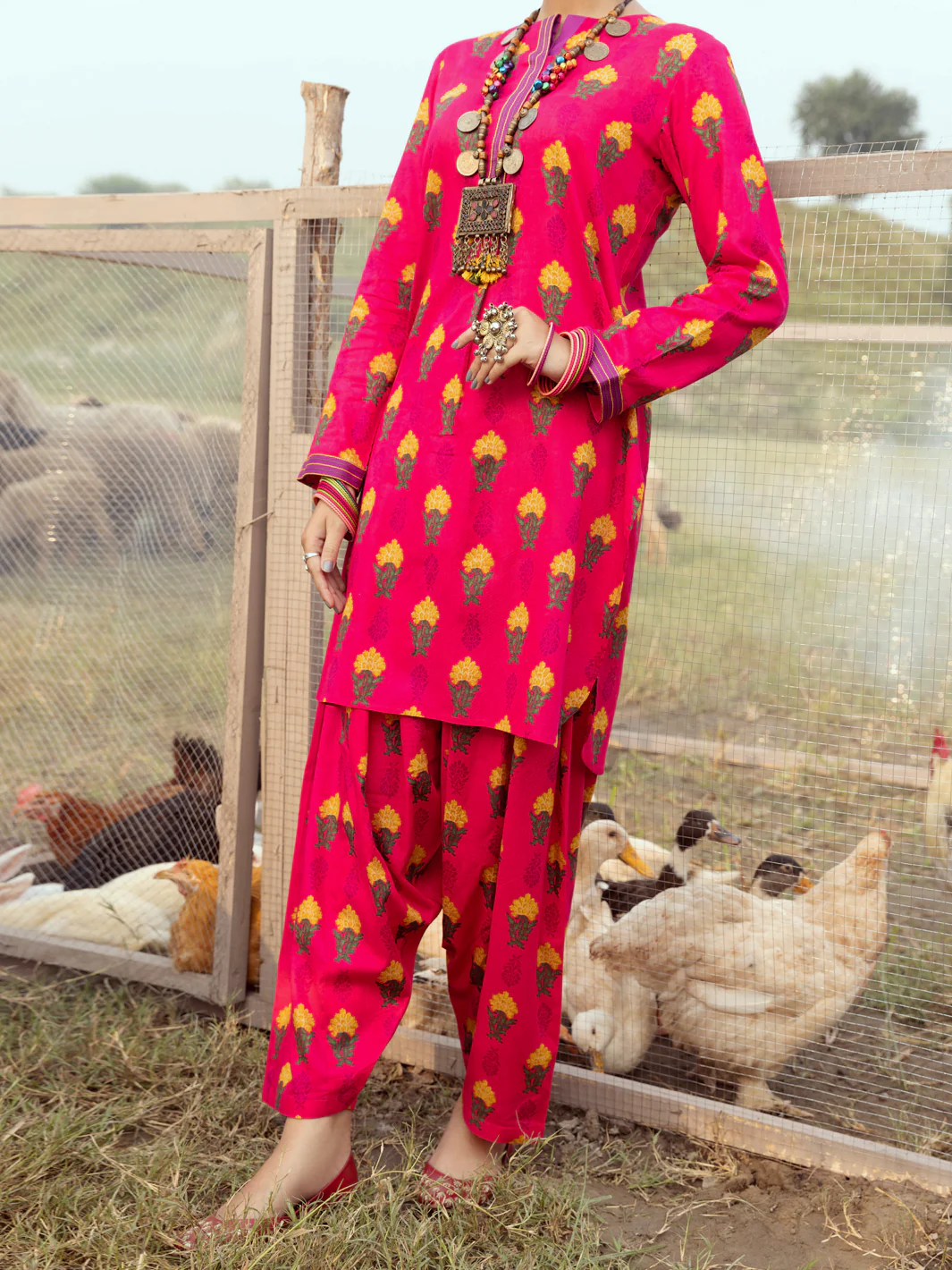 Fuchsia Cambric 2 Piece Stitched - AWP-2PS-LKS-532