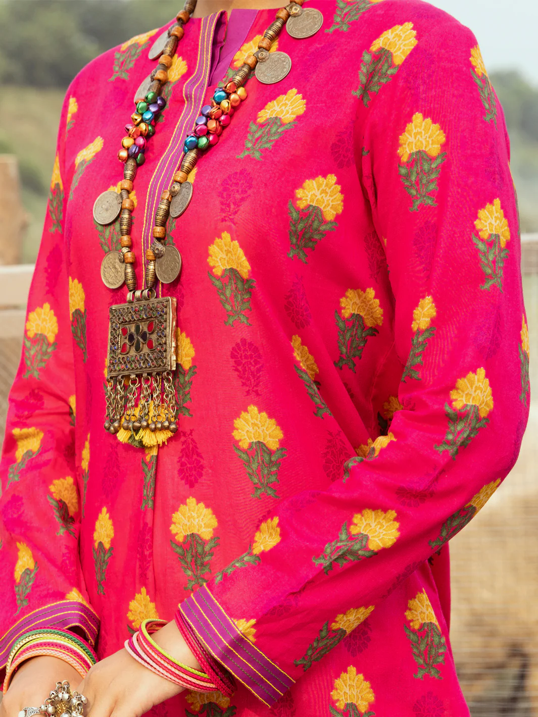 Fuchsia Cambric 2 Piece Stitched - AWP-2PS-LKS-532 - Image 3