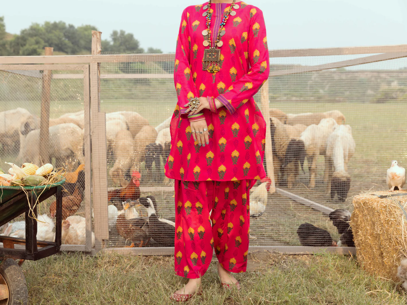 Fuchsia Cambric 2 Piece Stitched - AWP-2PS-LKS-532 - Image 4