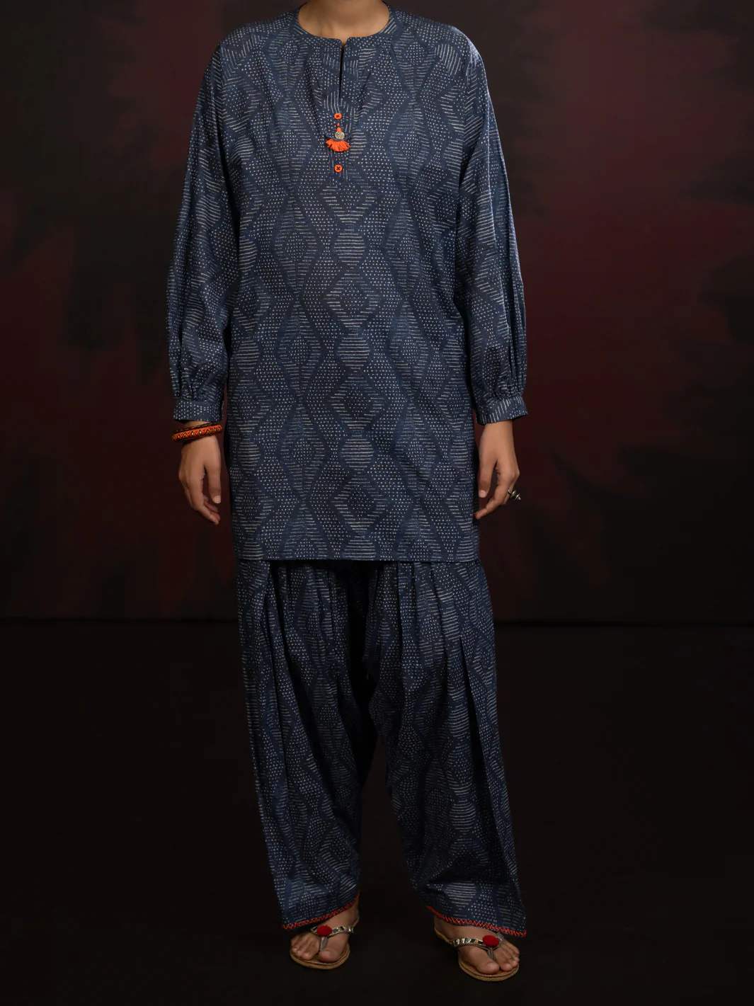 Charcoal Cambric 2Pc Stitched - AWP-2PS-SLKS-807