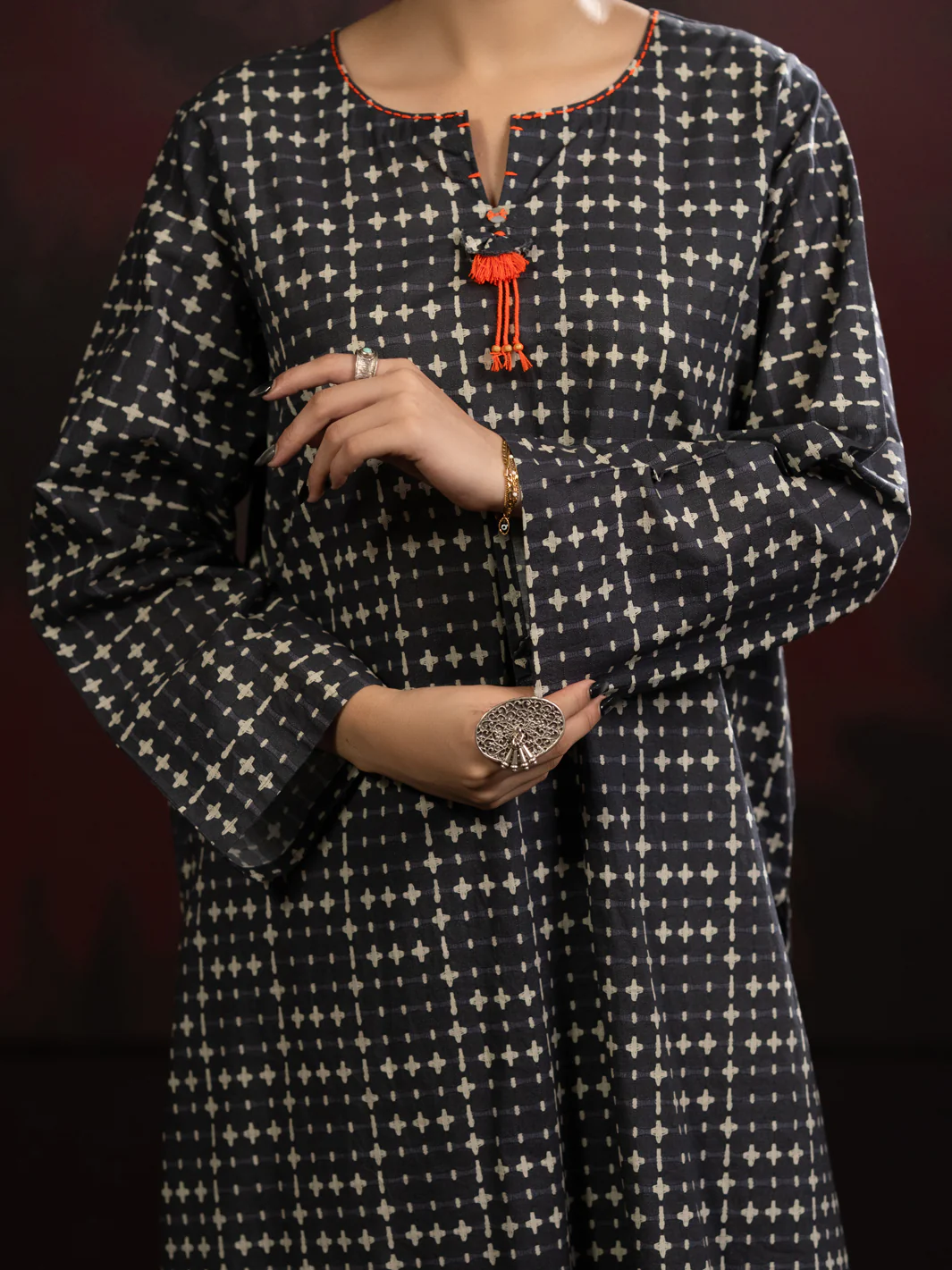 Black Cambric 2Pc Stitched - AWP-2PS-SLKS-810 - Image 4