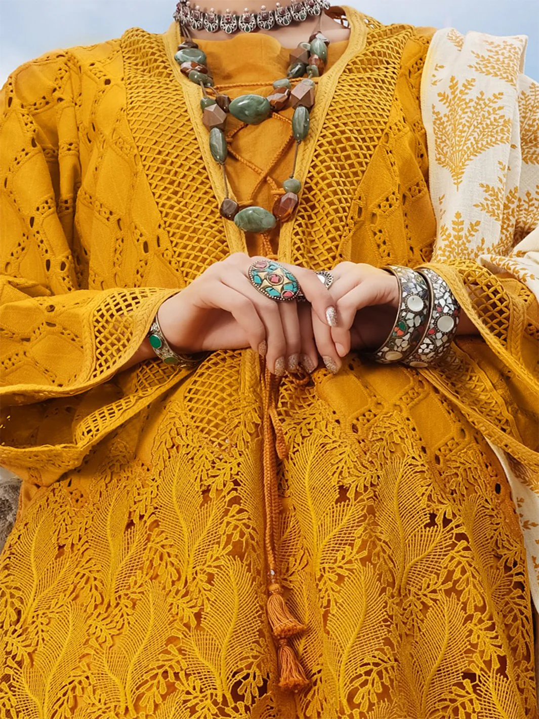Mustard Schiffli 3 Piece Stitched - AWP-3PS-217 - Image 3