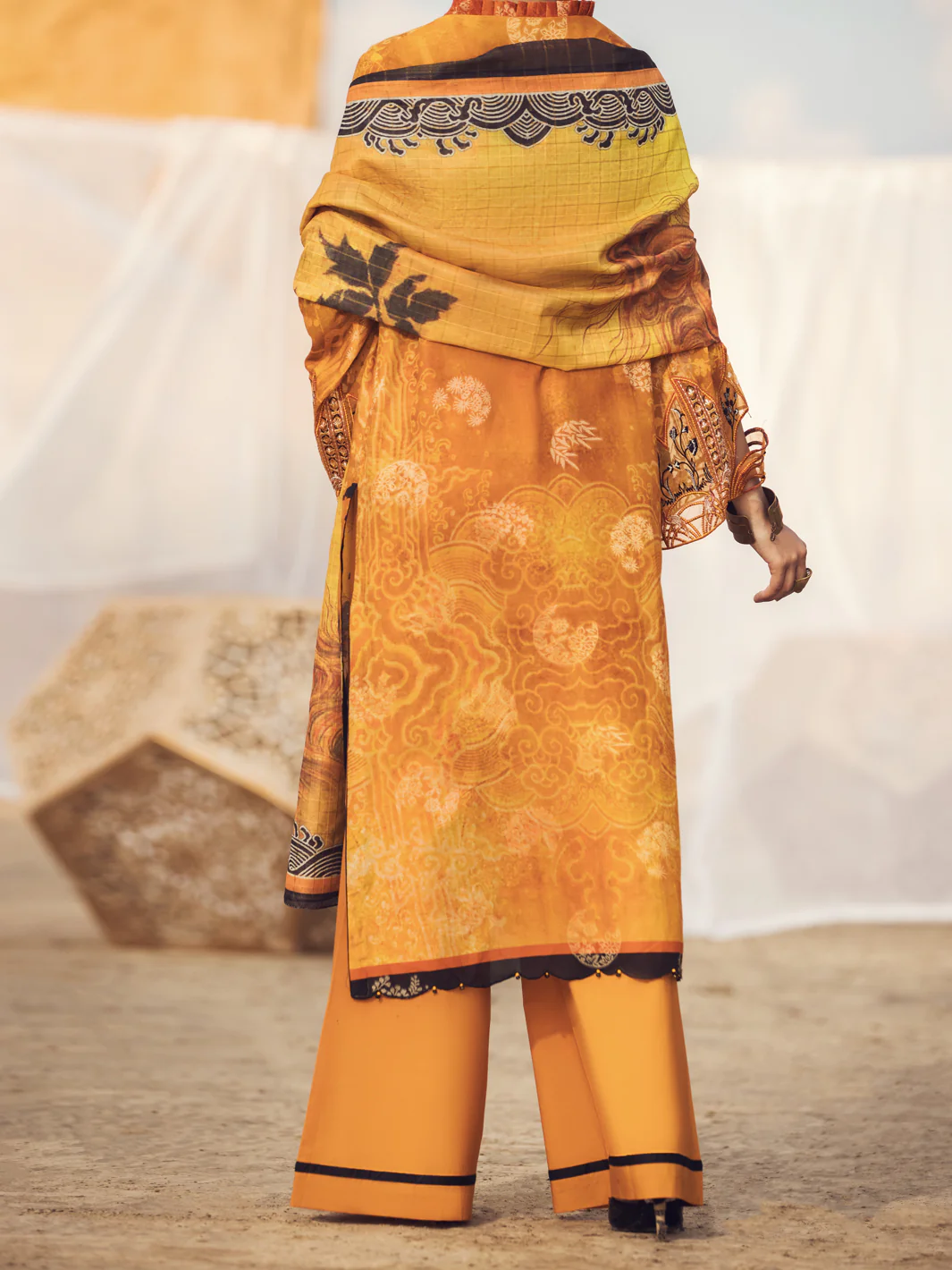 Mustard Khaddar 3 Piece Stitched - AWP-3PS-339A - Image 2
