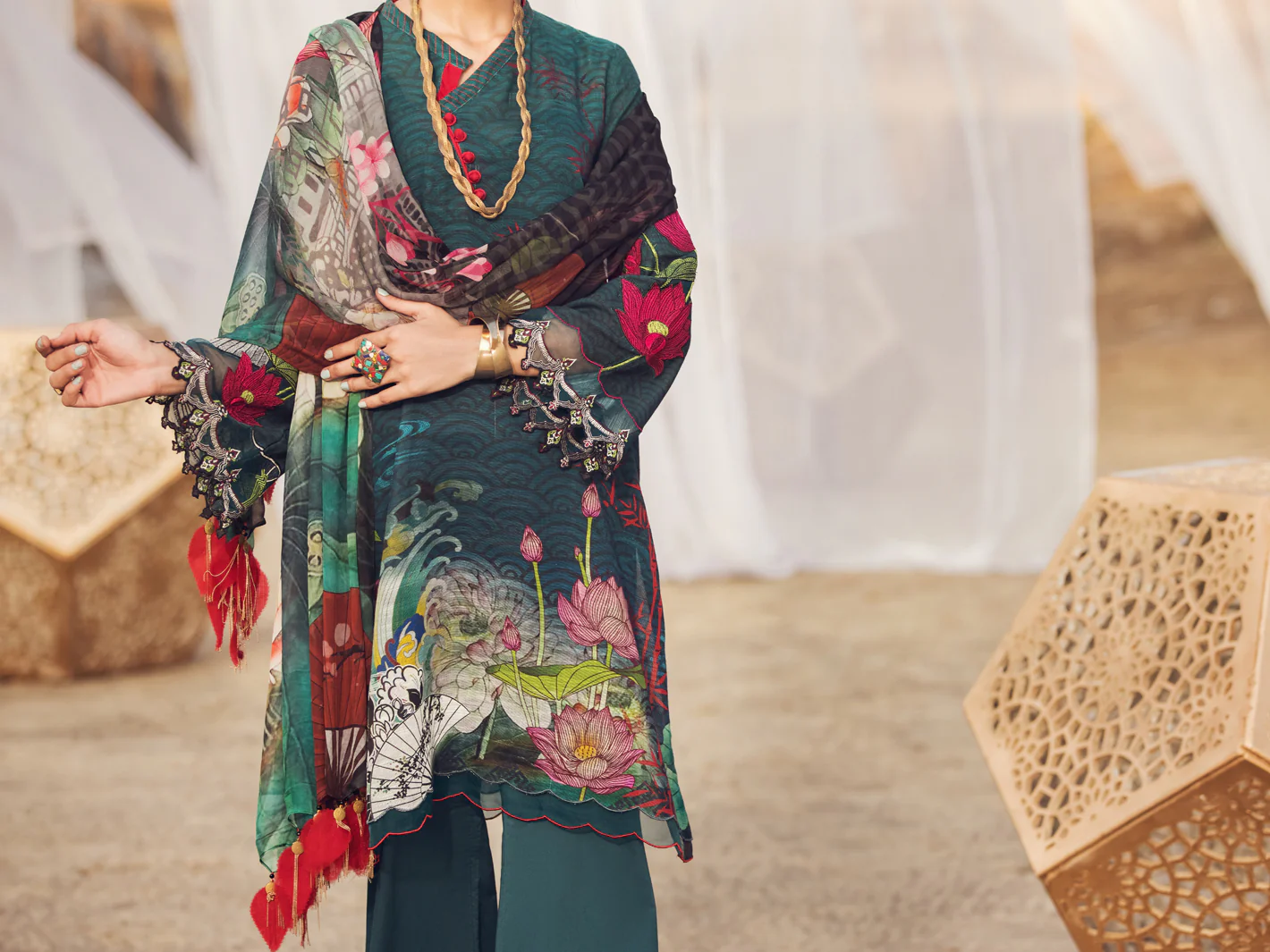 Teal Khaddar 3 Piece Stitched - AWP-3PS-341 - Image 4