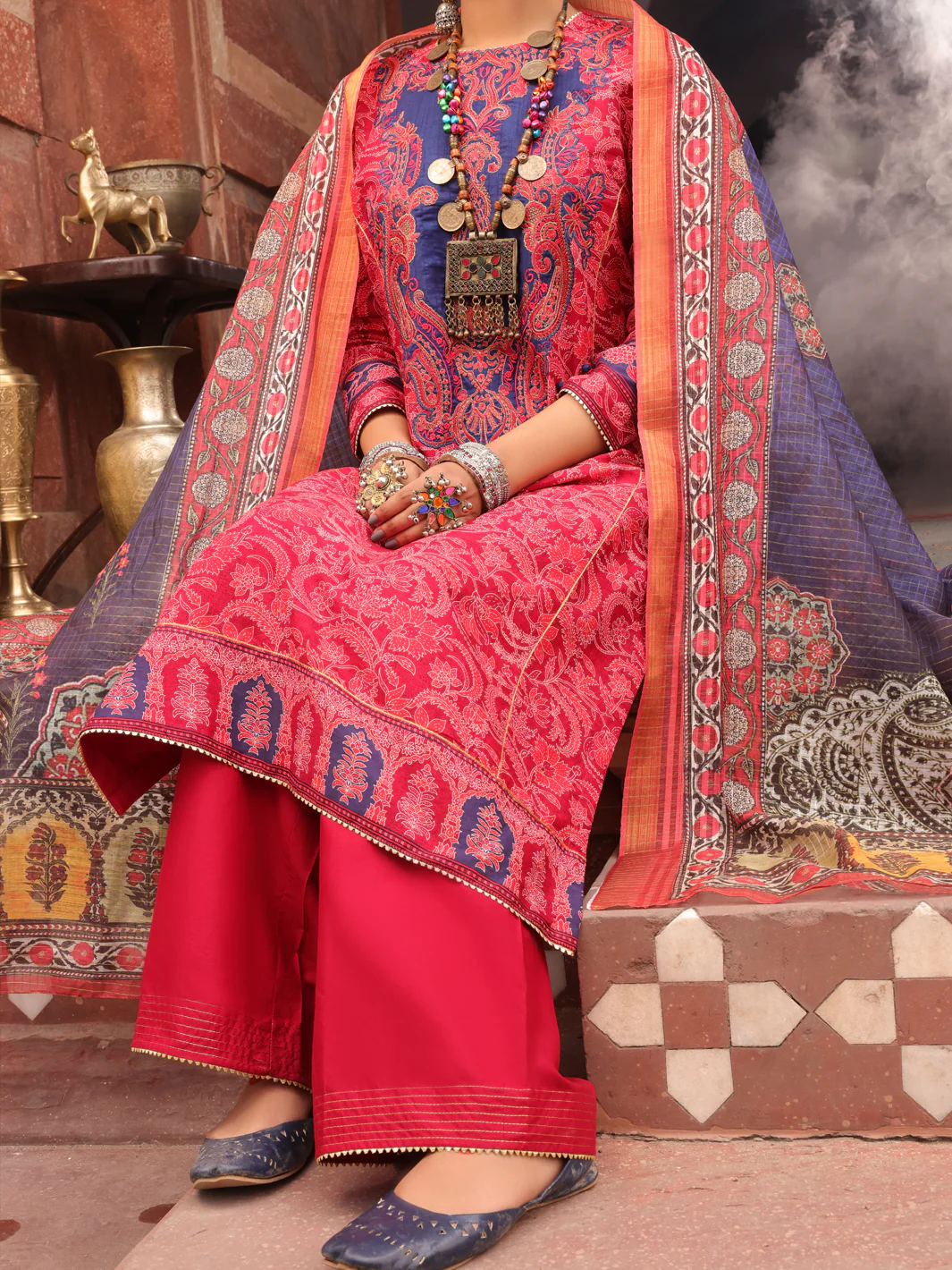 Red Cambric 3 Piece Stitched - AWP-3PS-406 - Image 5
