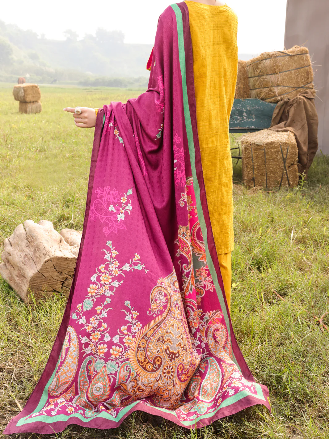 Mustard Dobby Unstitched 3 Piece - AWP-3PS-415 - Image 2