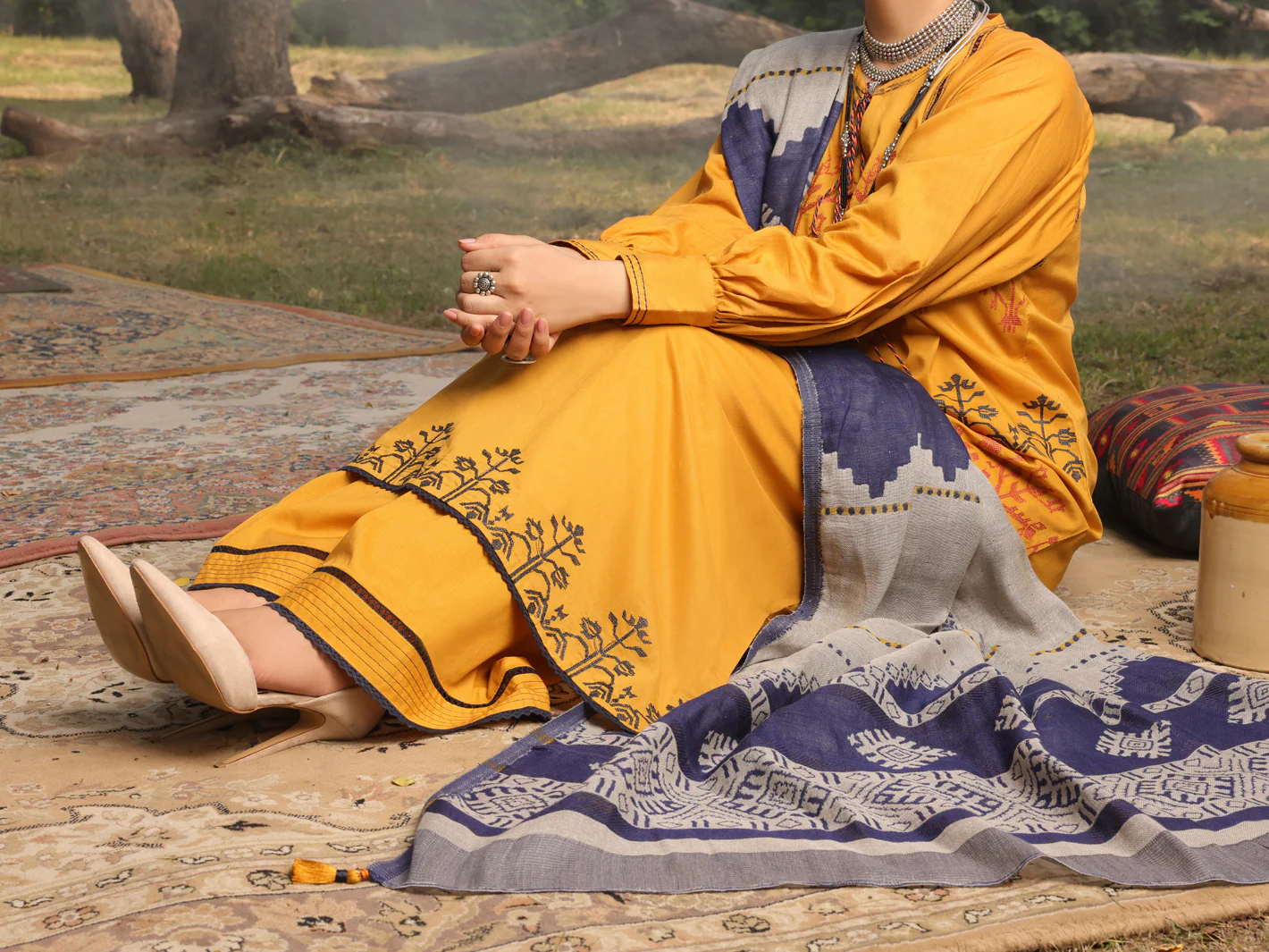 Mustard Cambric Unstitched 3 Piece - AWP-3PS-422 - Image 4