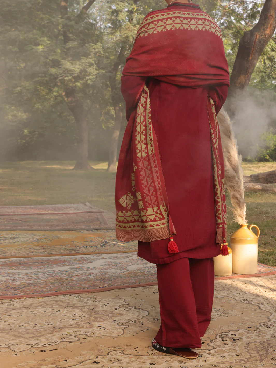 Maroon Dobby 3 Piece Stitched - AWP-3PS-423 - Image 2