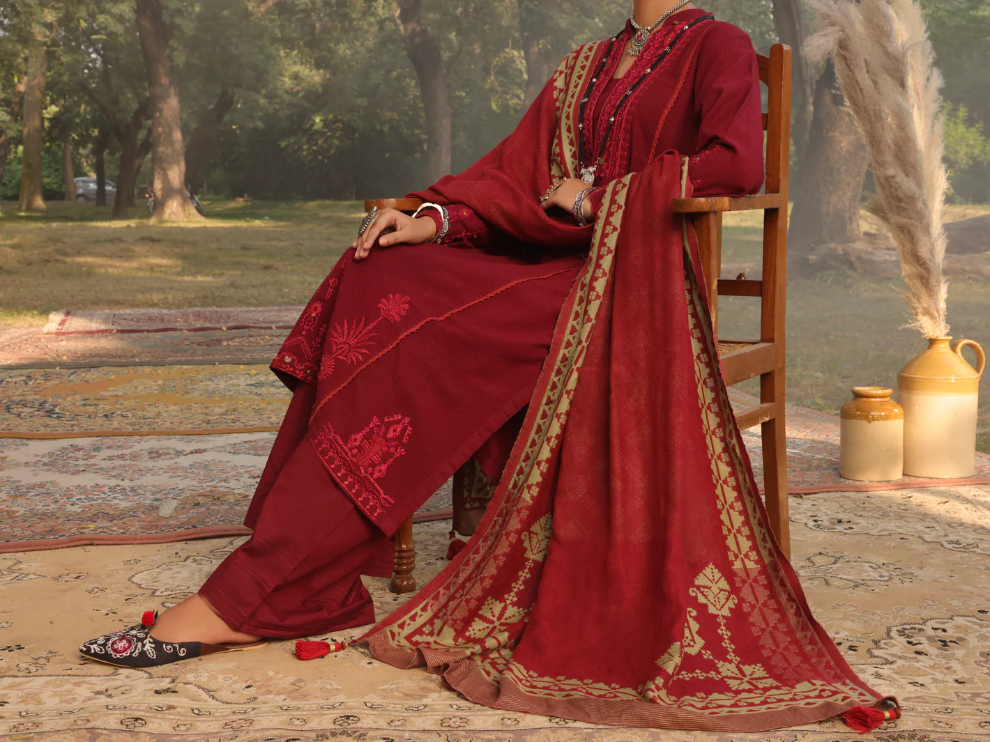 Maroon Dobby 3 Piece Stitched - AWP-3PS-423 - Image 4