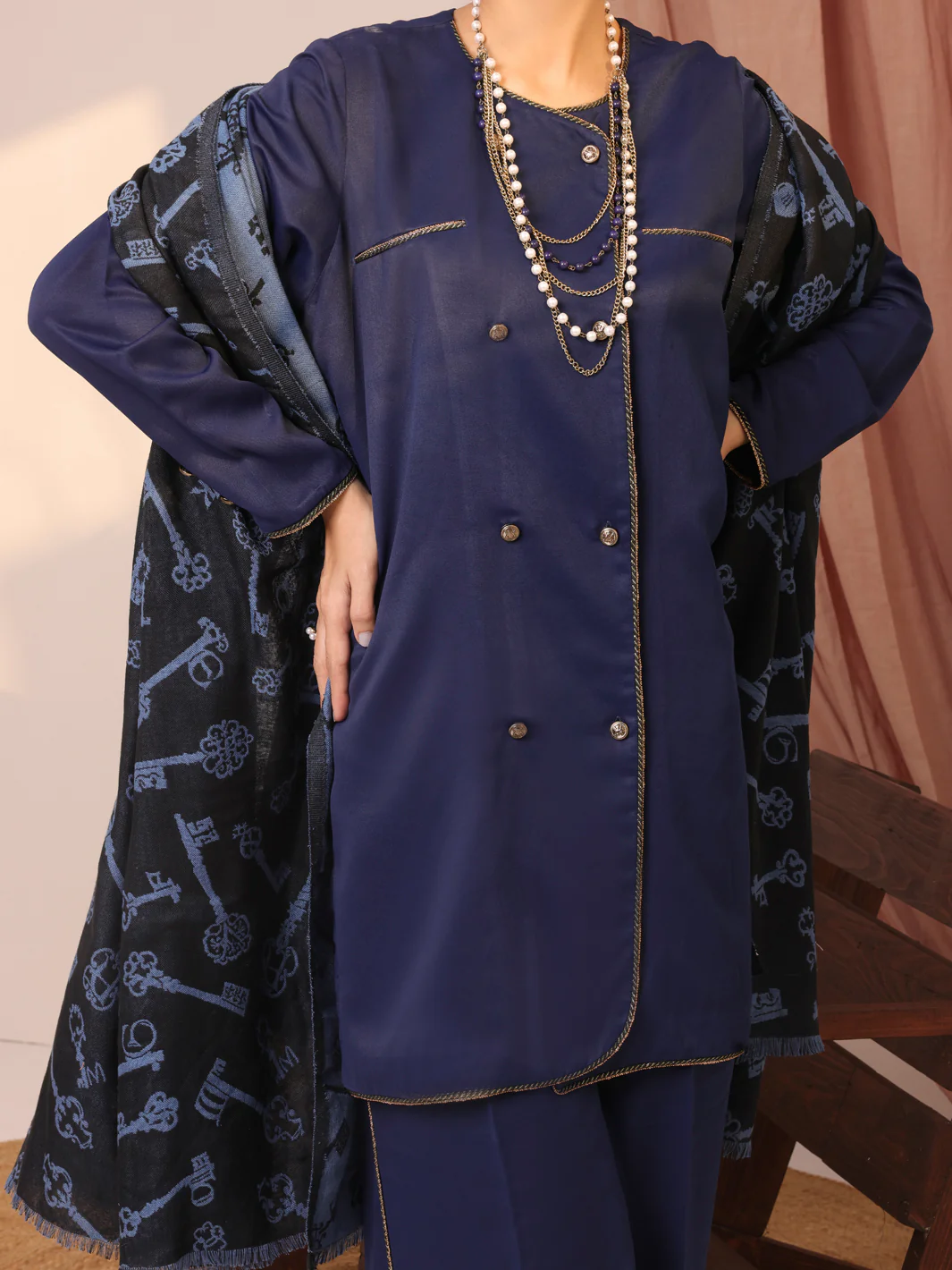 Blue Twill 3 Piece Stitched - AWP-3PS-433 - Image 3