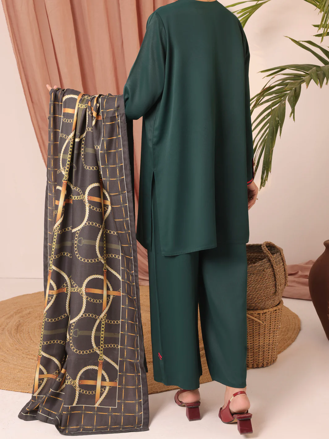 Green Dobby Viscose Unstitched 3 Piece - AWP-3PS-435 - Image 2