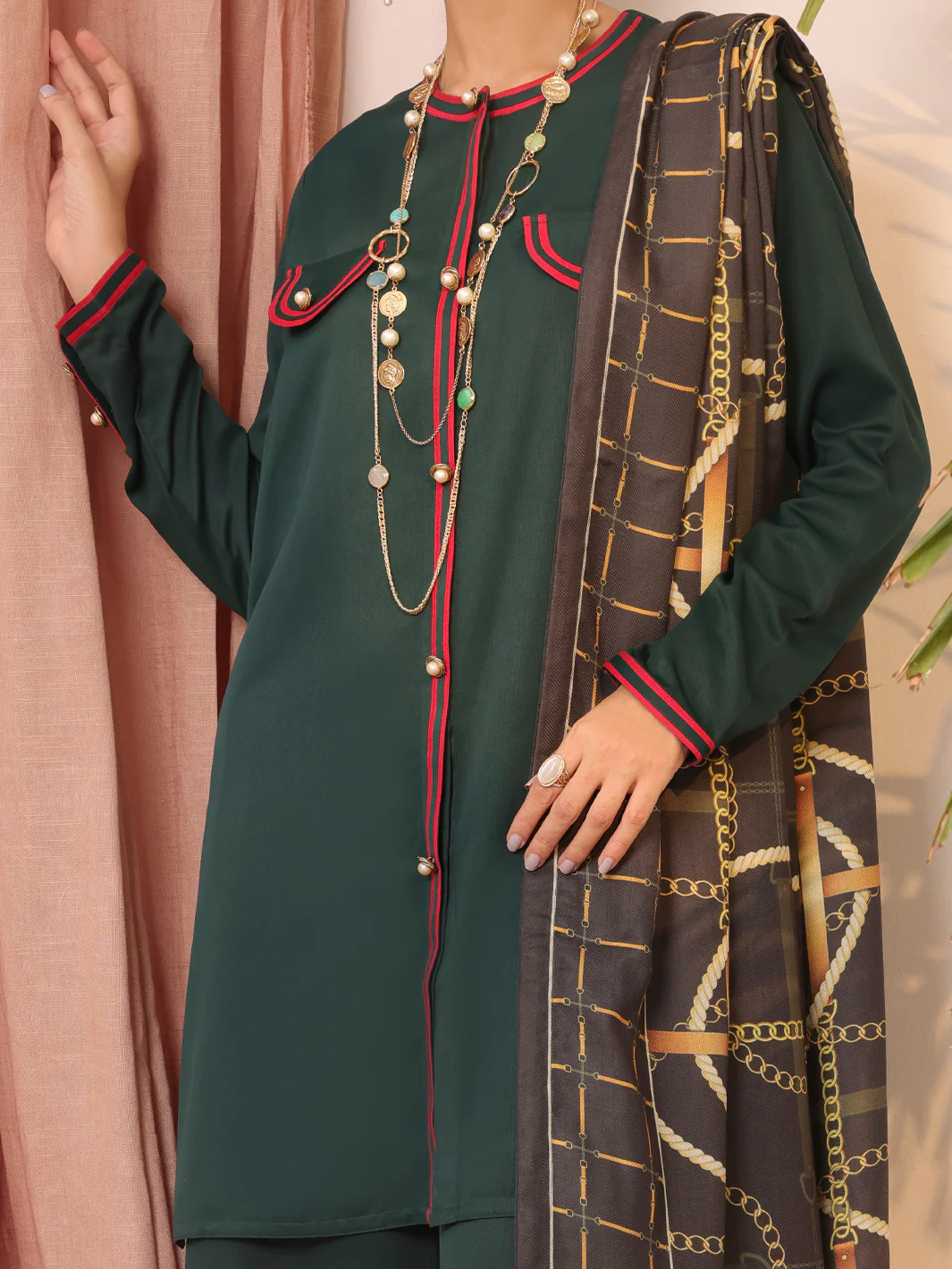 Green Twill 3 Piece Stitched - AWP-3PS-435 - Image 6