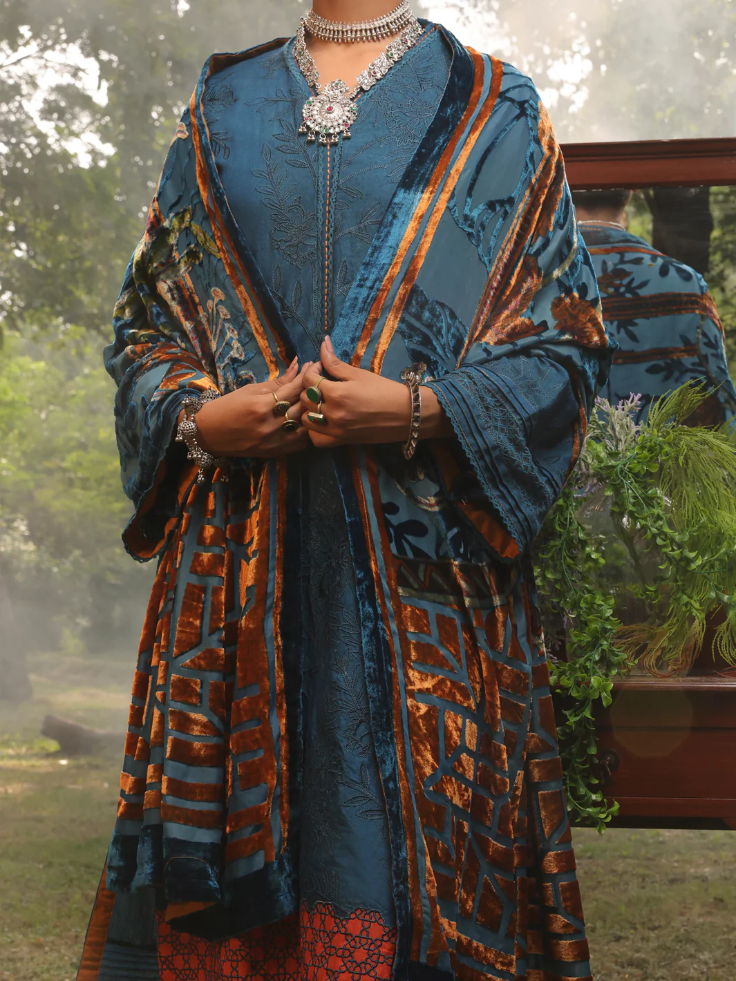 Blue Slub Viscose Unstitched 3 Piece - AWP-3PS-438 - Image 4