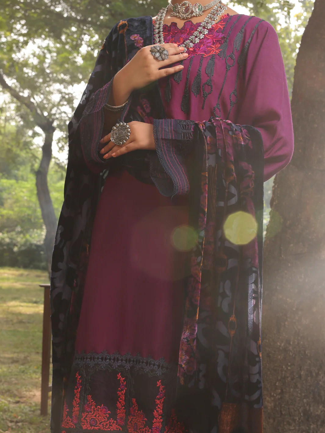 Purple Slub Viscose Stitched 3 Piece - AWP-3PS-439 - Image 5