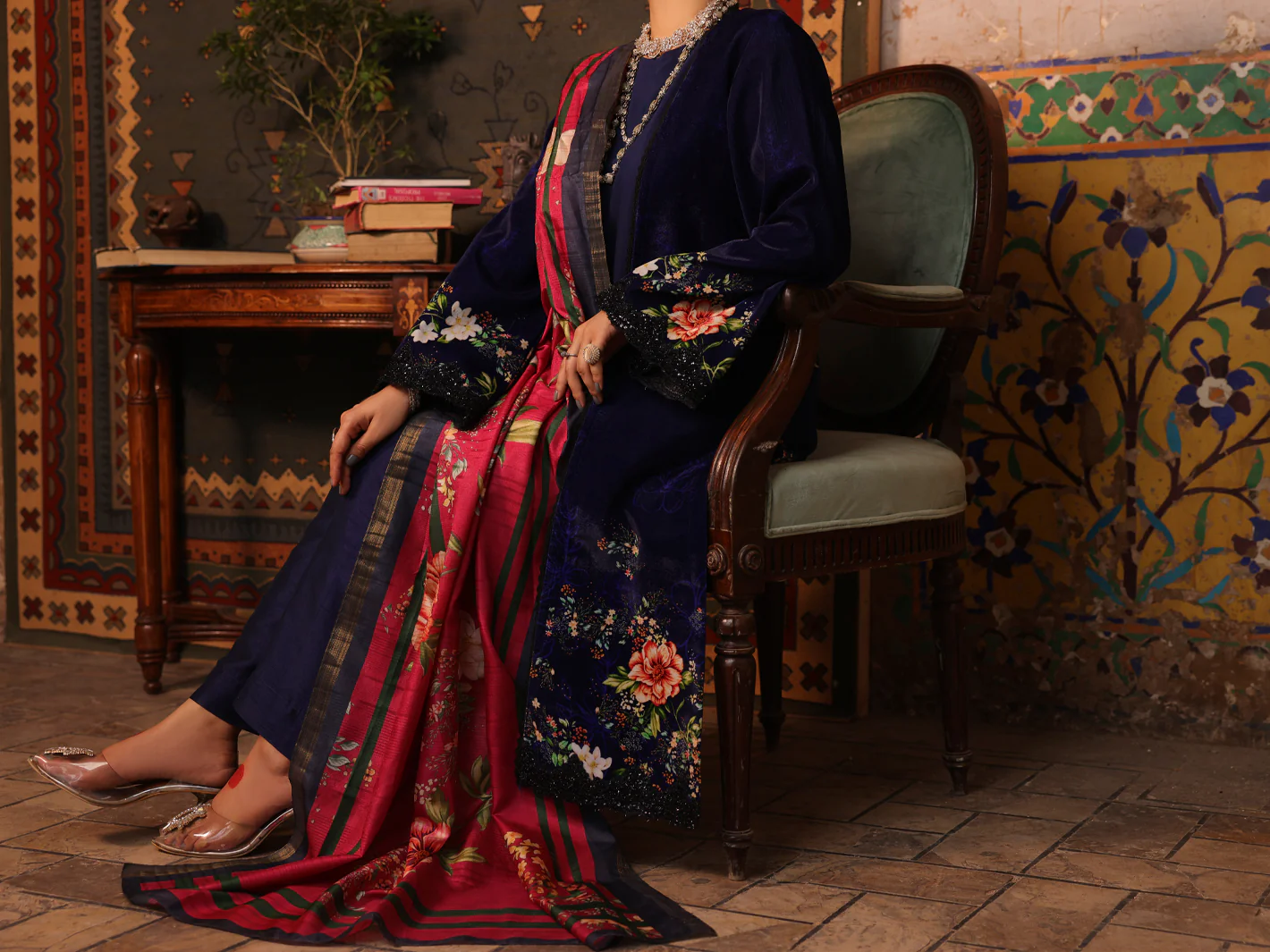 Dark Blue Velvet 3 Piece Stitched - AWP-3PS-445 - Image 5