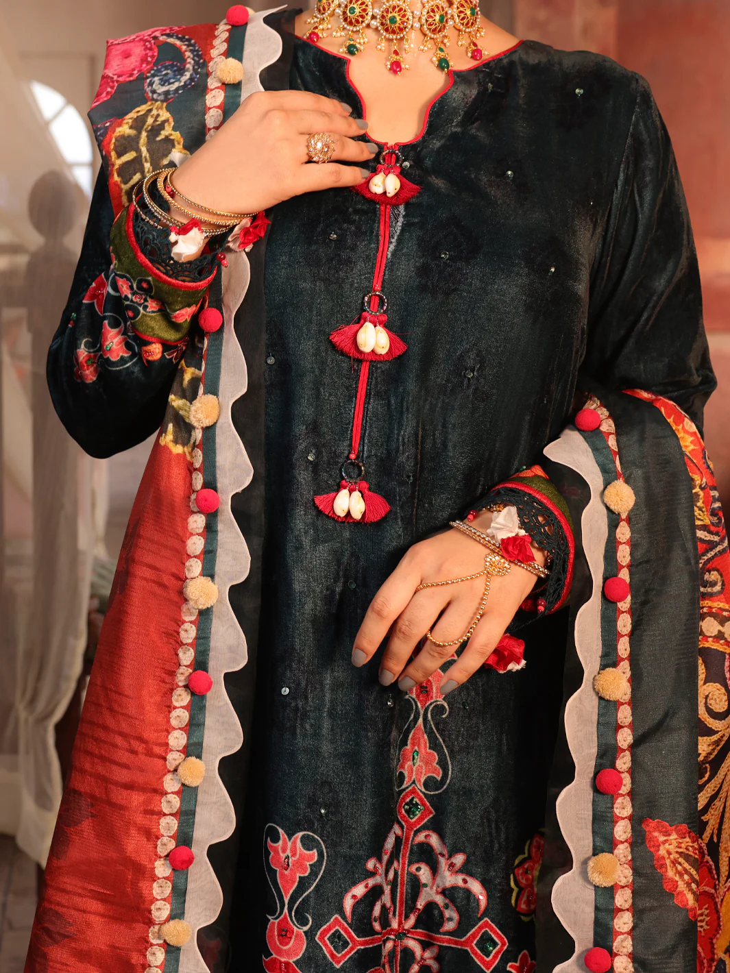 Turquoise Velvet 3 Piece Stitched - AWP-3PS-446 - Image 4