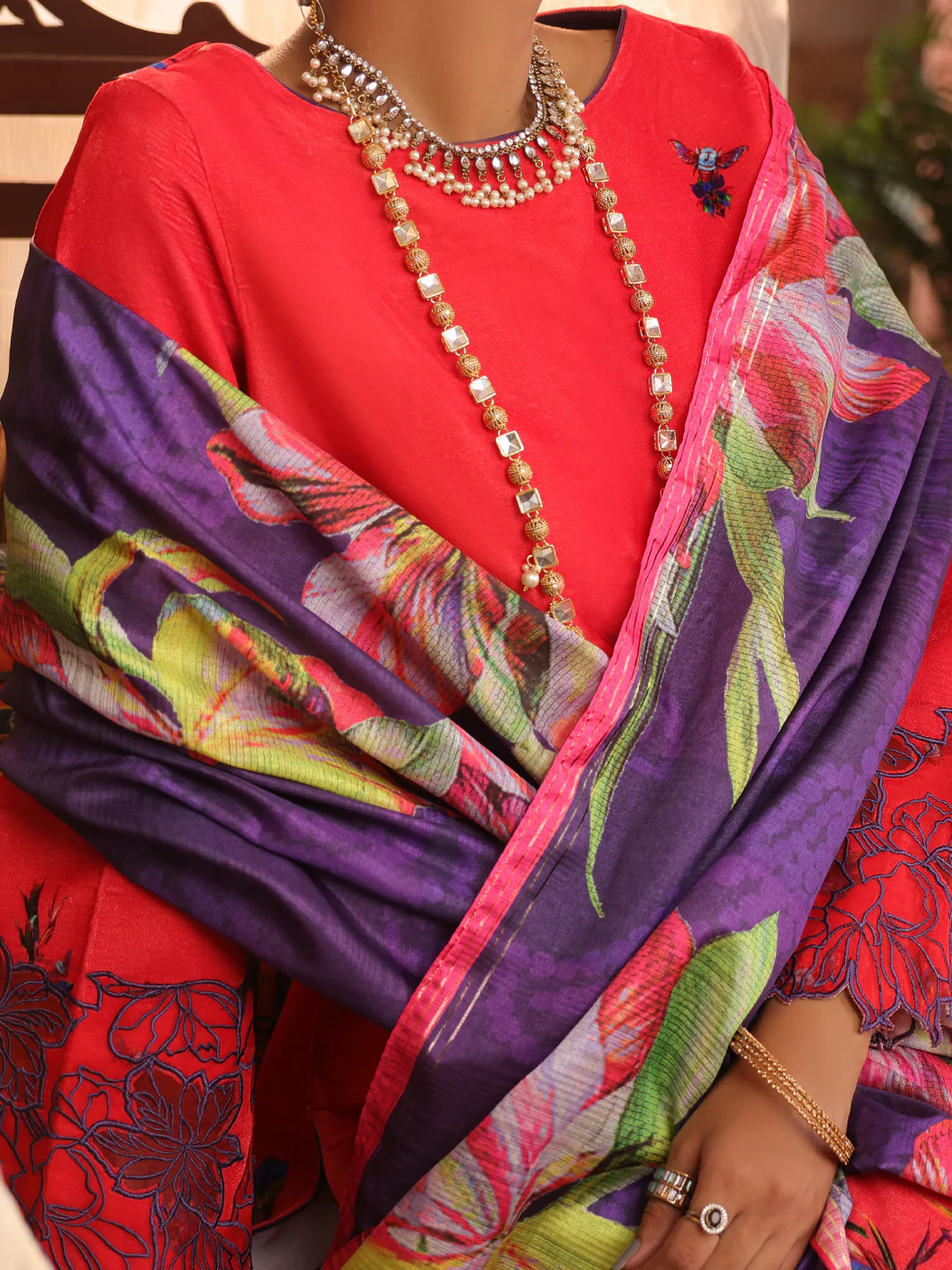 Orange Velvet Unstitched 3 Piece - AWP-3PS-447 - Image 3