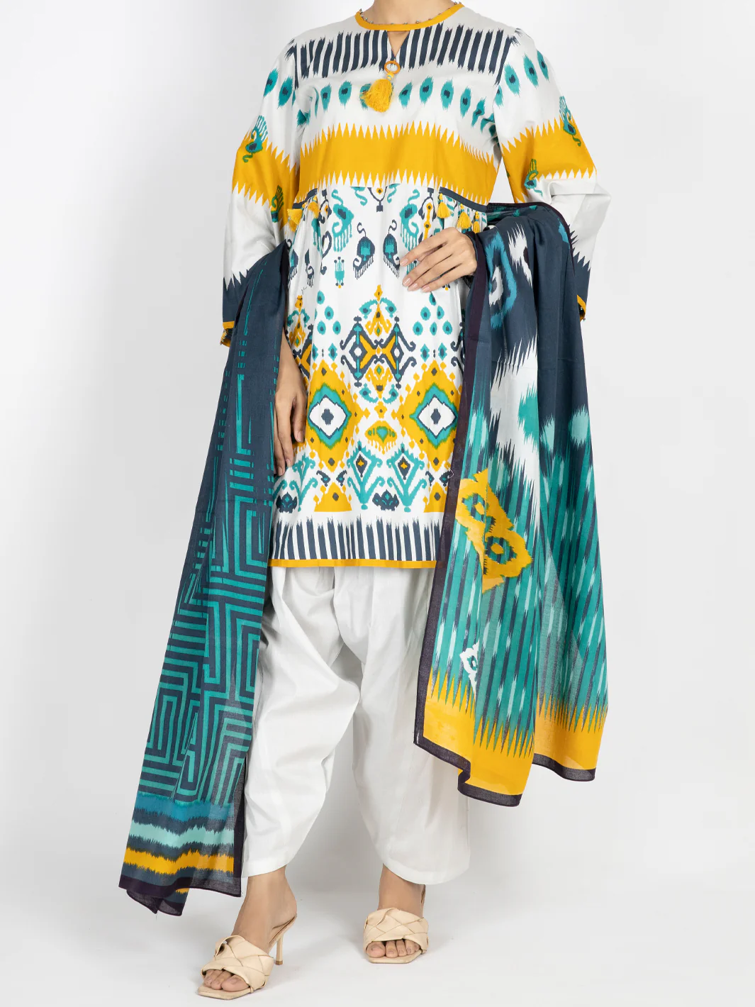Multicolor Cambric Unstitched 3 Piece - AWP-3PS-506
