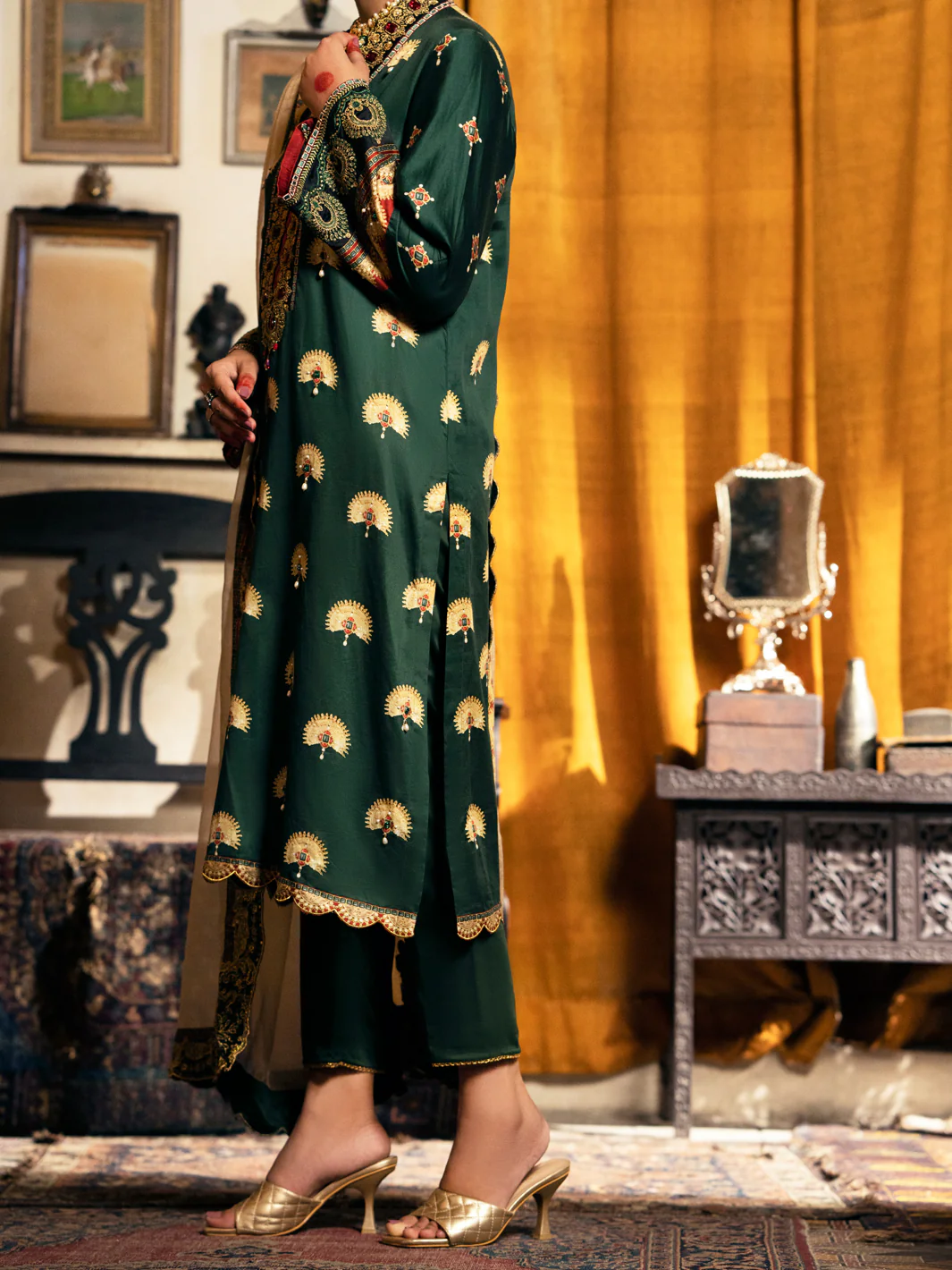 Green Cotton Silk 3 Piece Unstitched - AWP-3PS-563 - Image 5