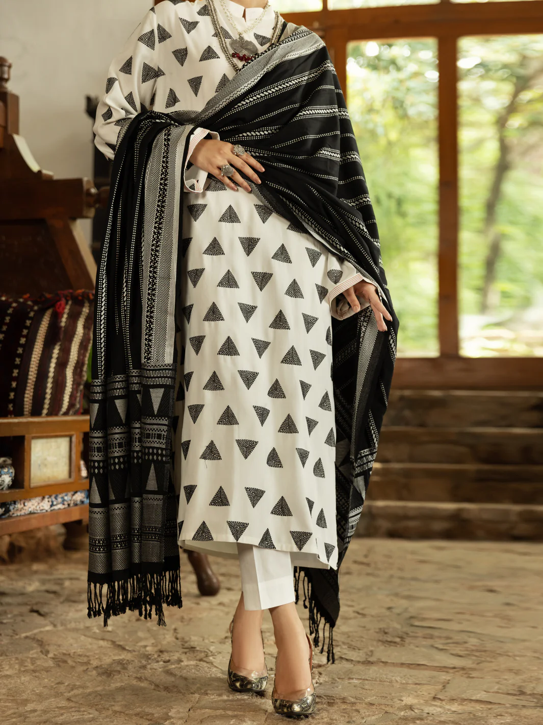 White Twill Viscose 3 Piece Unstitched - AWP-3PS-571