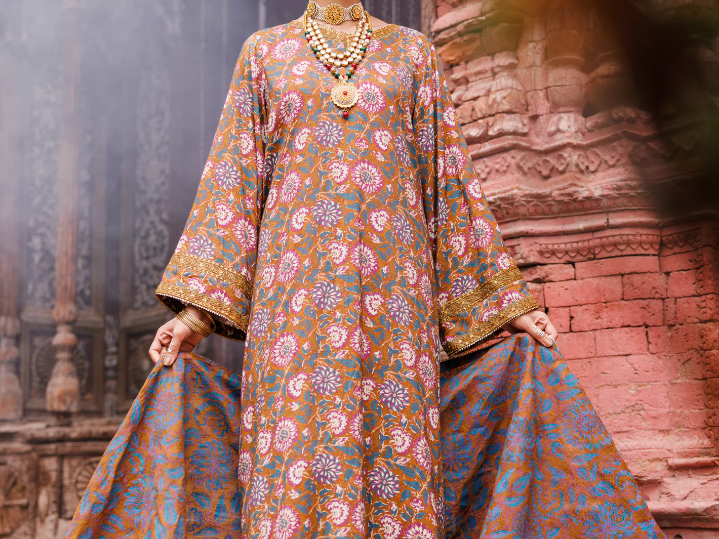 Multicolor Maple Silk 3Pc Unstitched - AWP-3PS-672 - Image 3