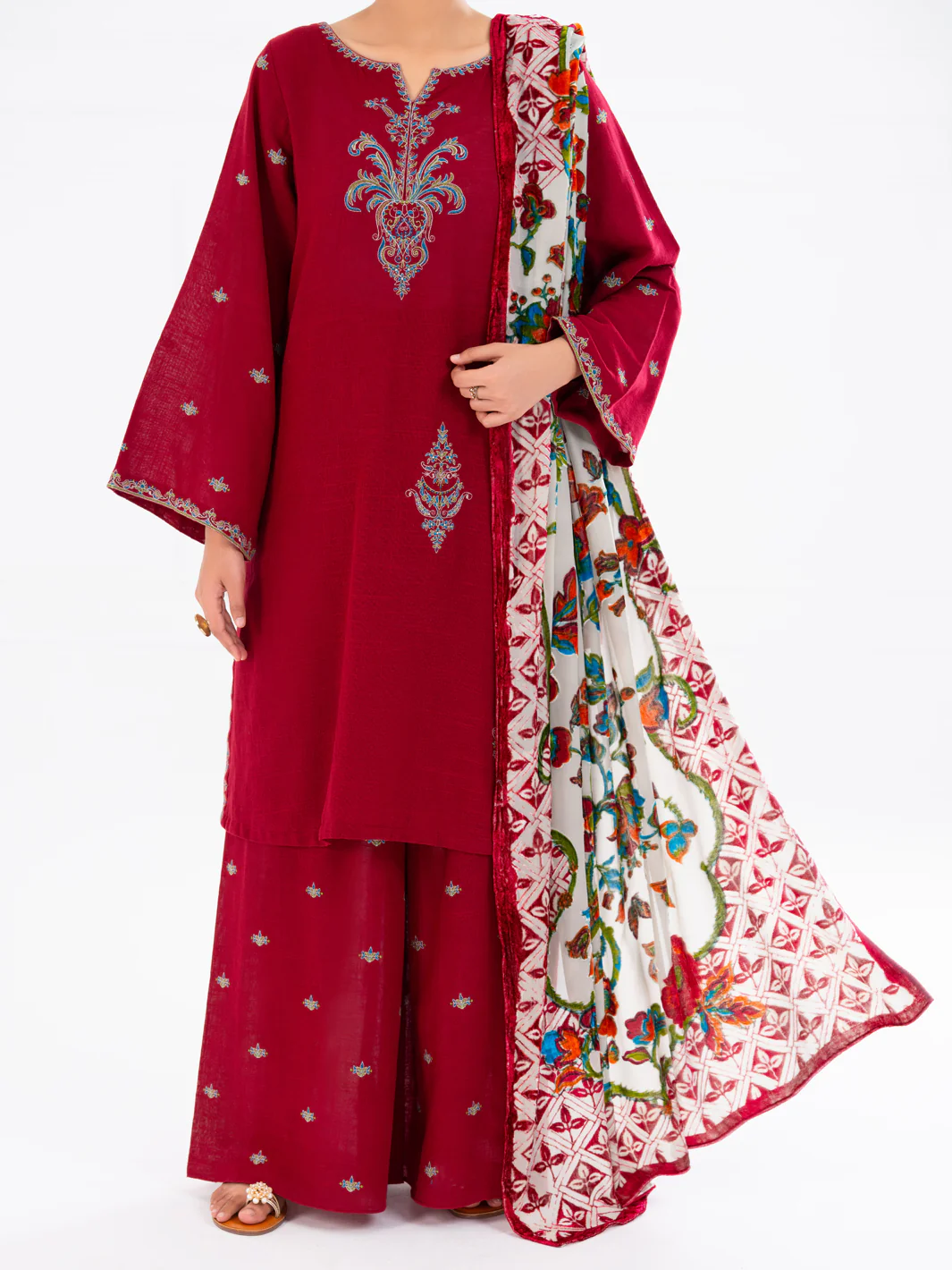 Maroon Crosshatch 3Pc Stitched - AWP-3PS-710 - Image 4