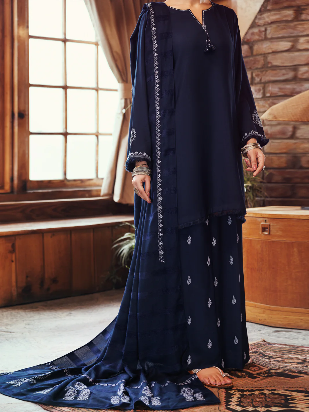 Blue Viscose Karandi Dyed 3Pc Stitched - AWP-3PS-762 - Image 2