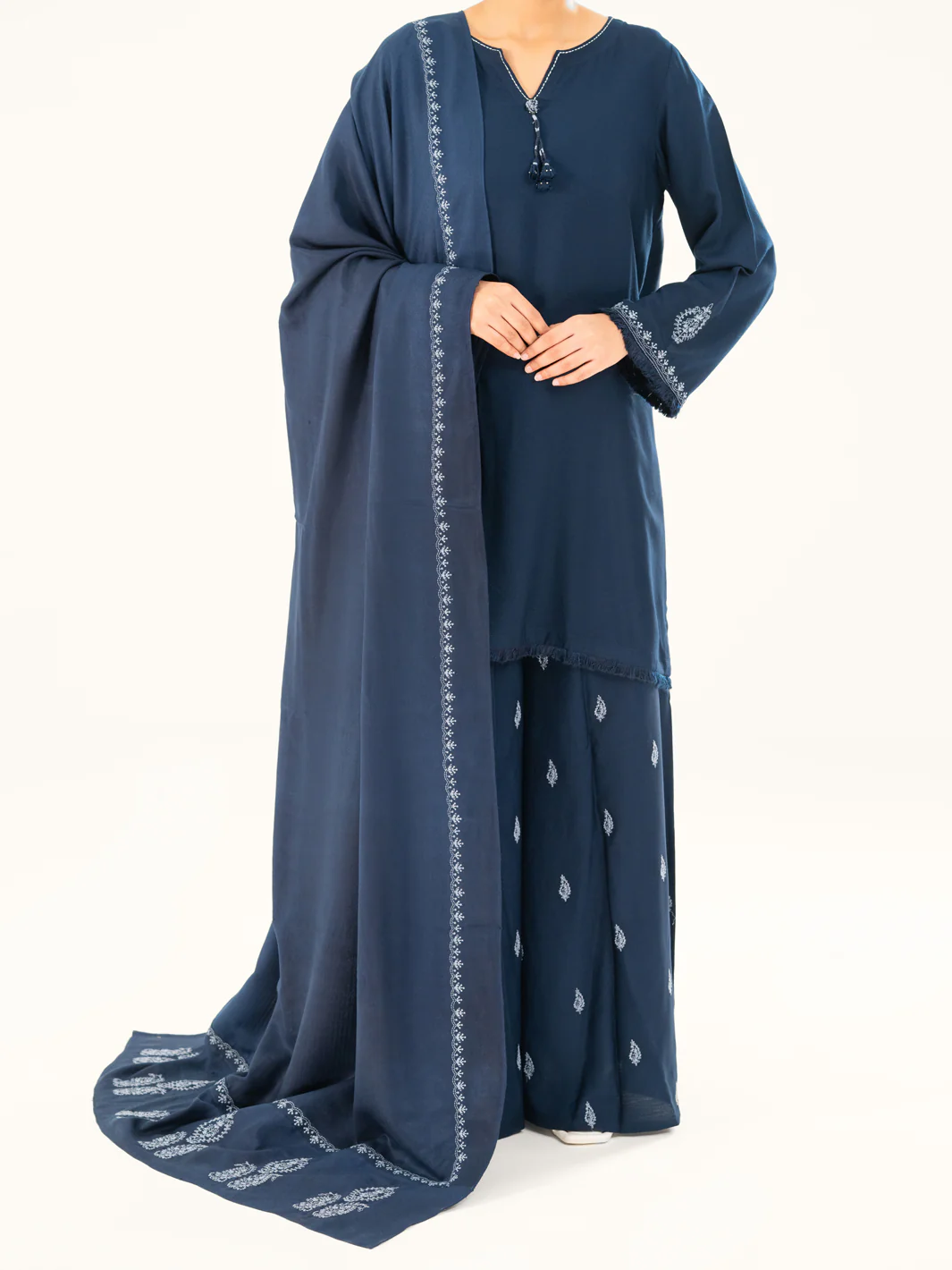 Blue Viscose Karandi Dyed 3Pc Stitched - AWP-3PS-762 - Image 6