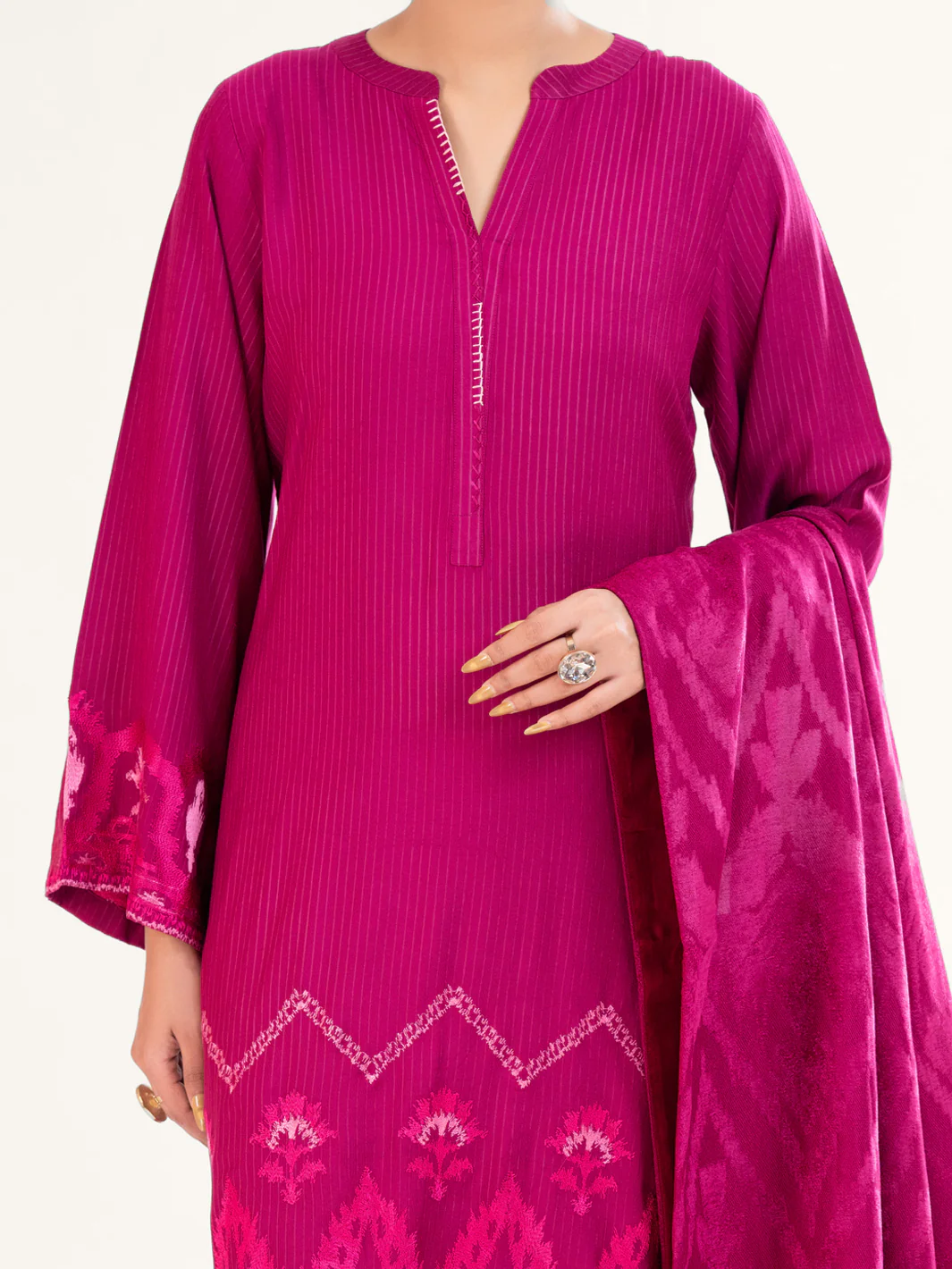 Pink Velvet Stripe 3Pc Stitched - AWP-3PS-766 - Image 6