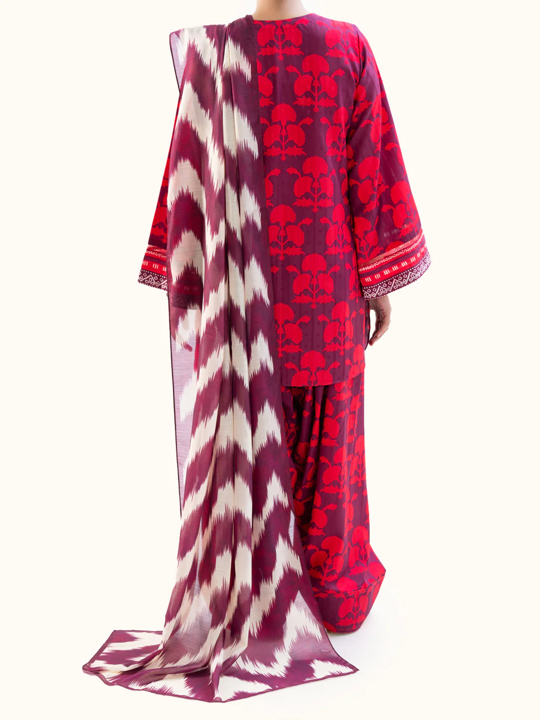 Plum Jacquard 3Pc Unstitched - AWP-3PS-801 - Image 2