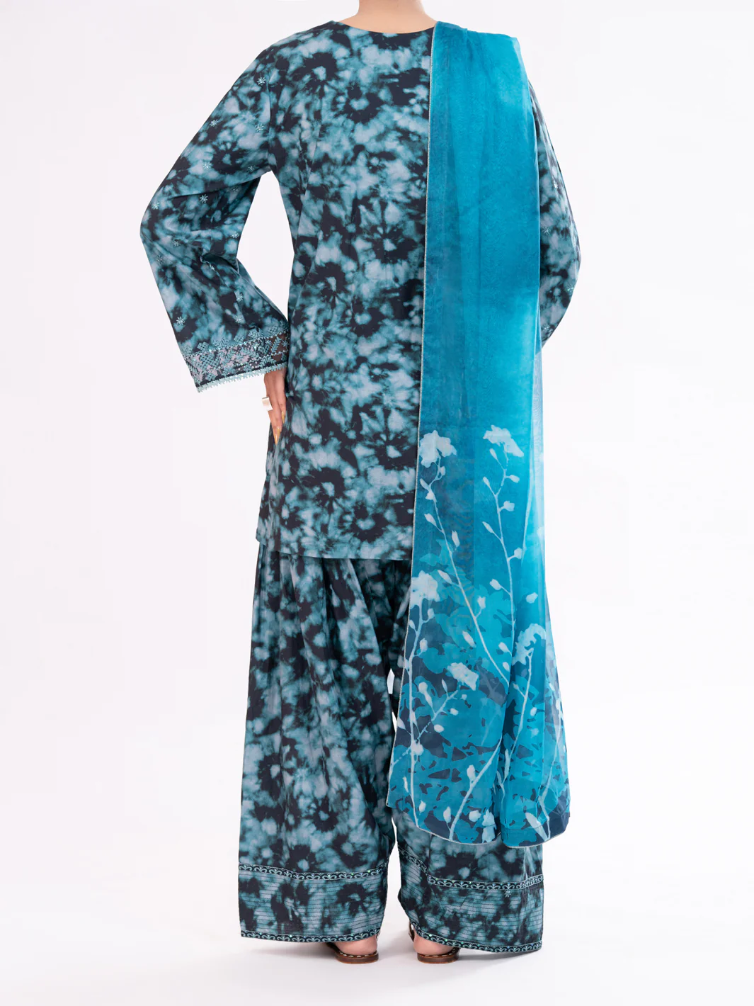 Teal Cambric 3Pc Stitched - AWP-3PS-874 - Image 5