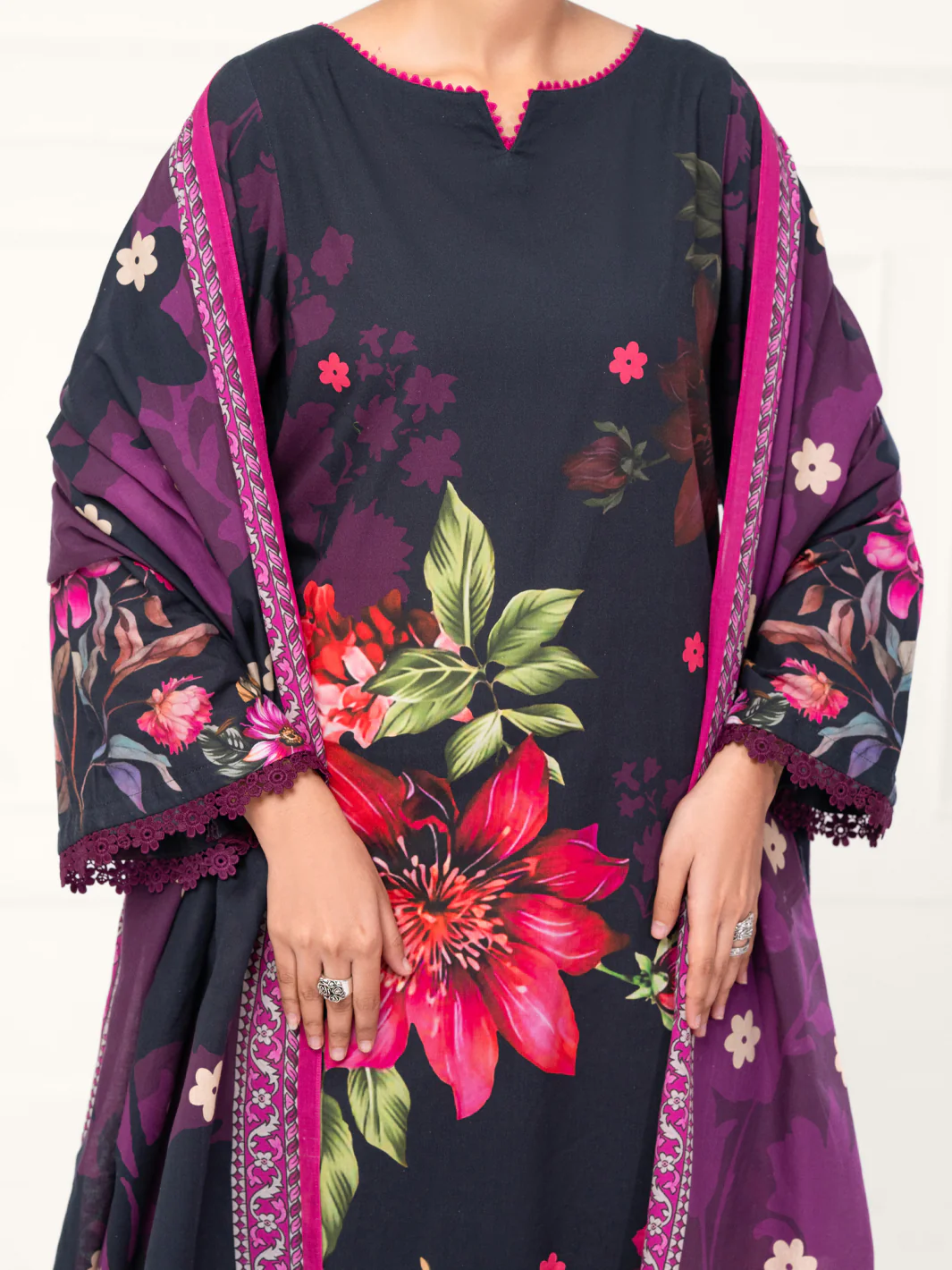 Black Cambric 3Pc Unstitched - AWP-3PS-893 - Image 2