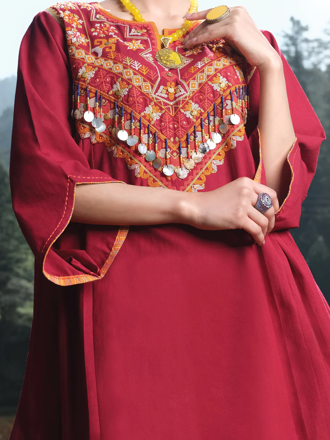 Maroon Karandi Tunic - AWP-LK-289 - Image 2