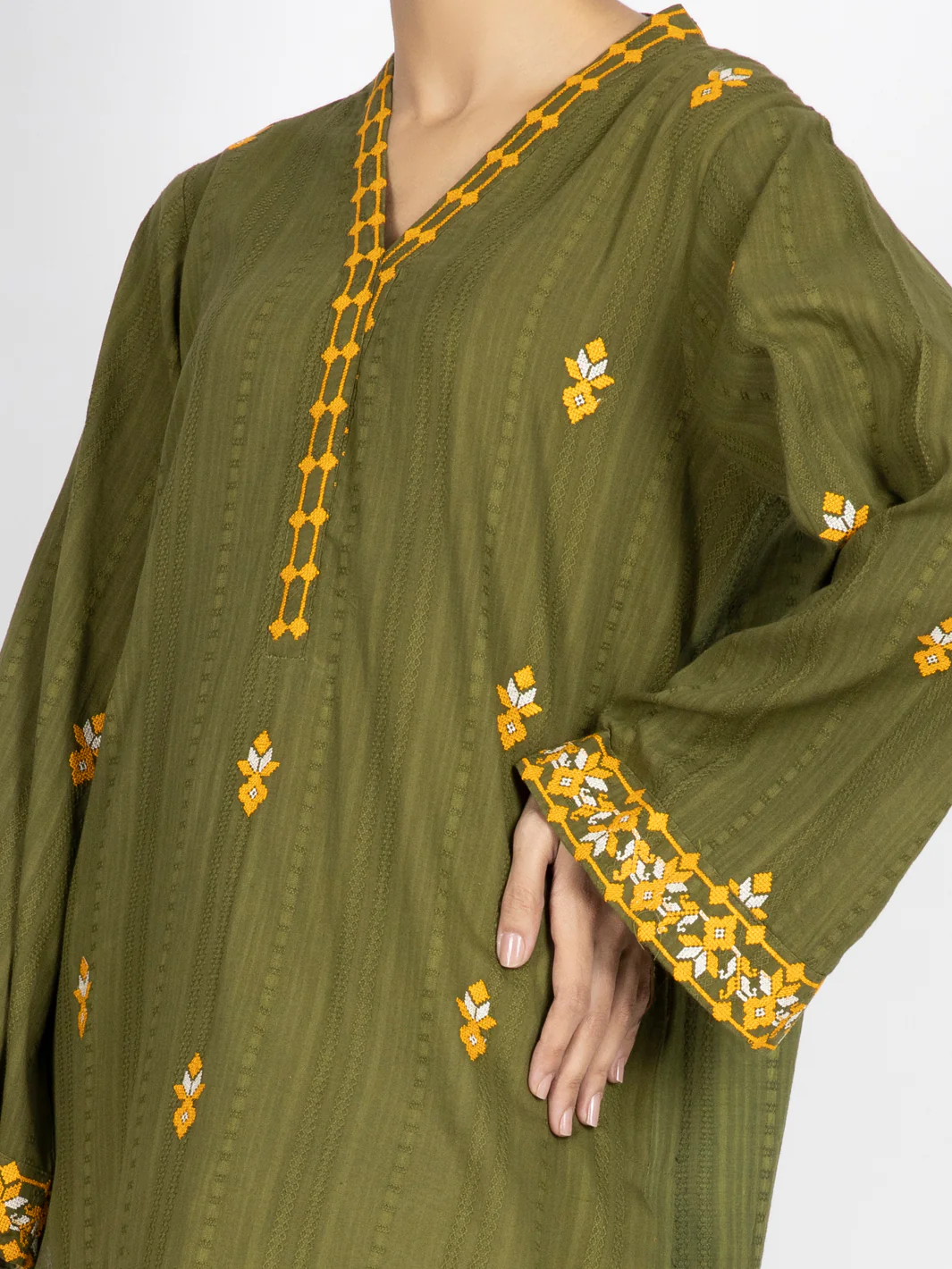 Mehndi Green Dobby Tunic - AWP-LK-456 - Image 3