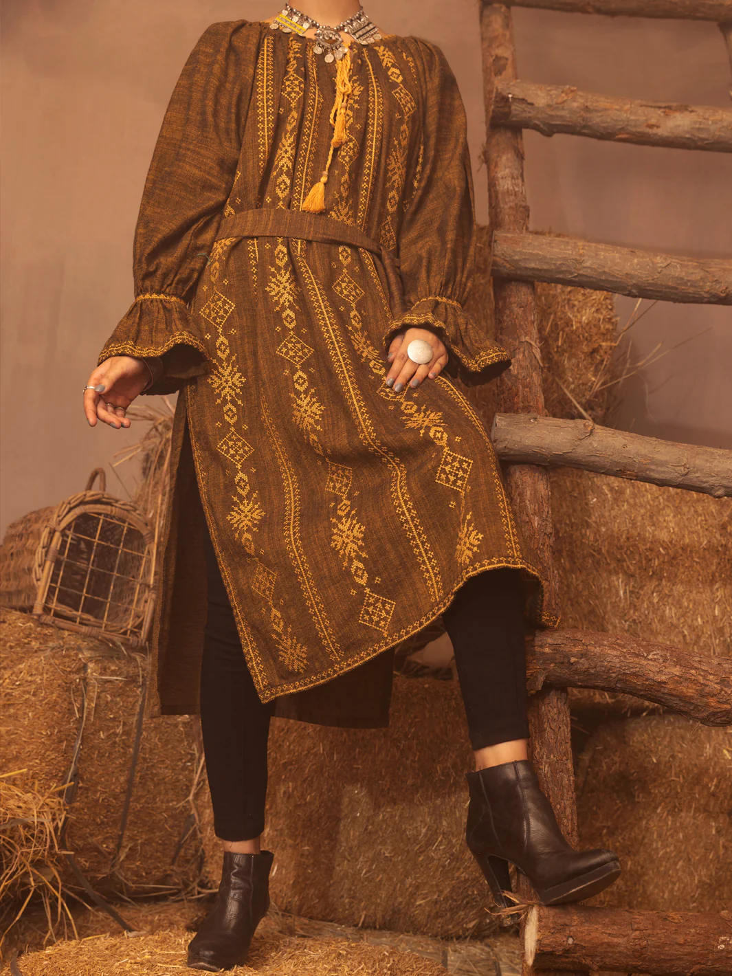 Brass Yarn-Dyed Two Tone Tunic - AWP-LK-480