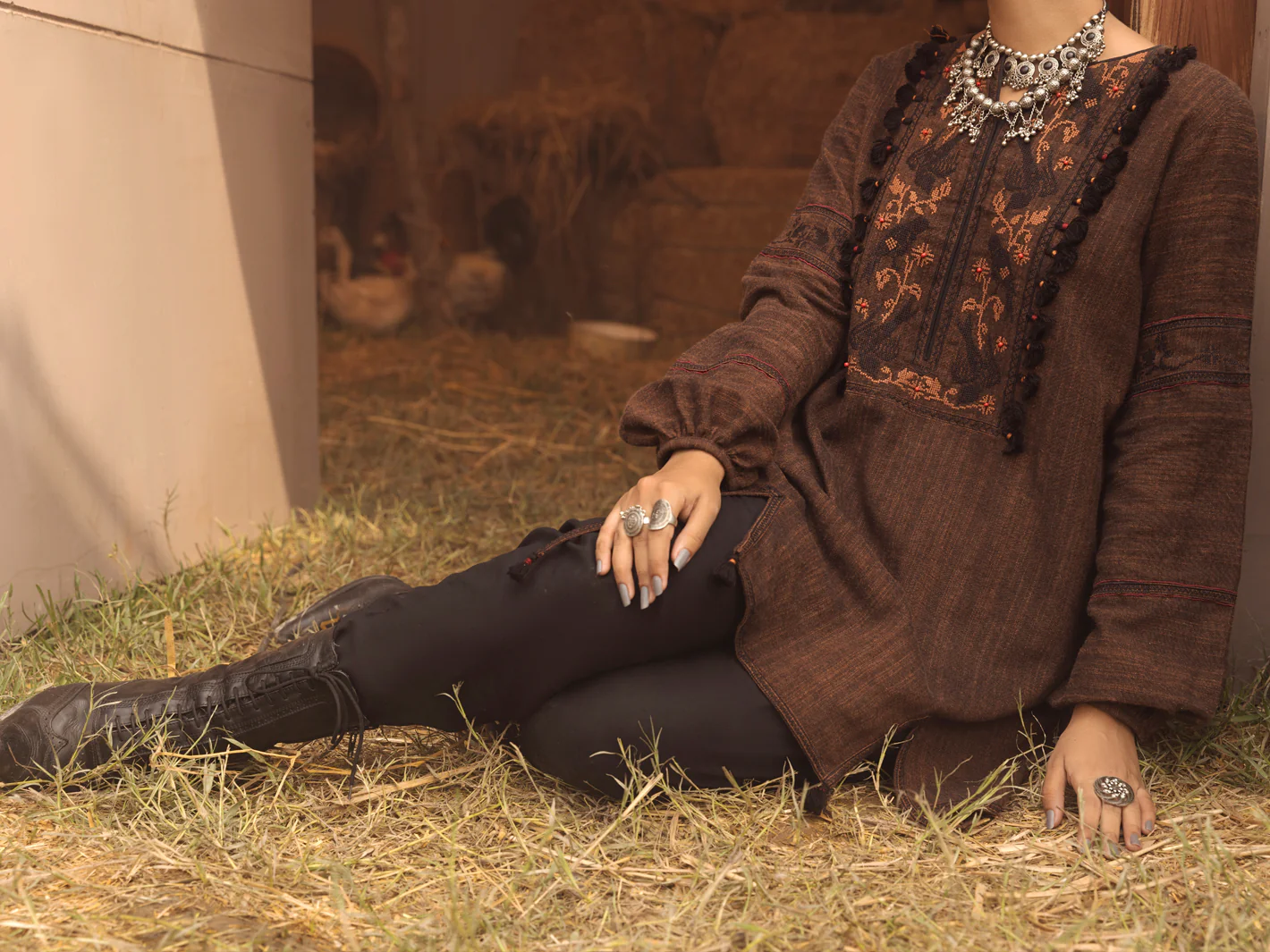 Copper Yarn-Dyed Two Tone Tunic - AWP-LK-481 - Image 4