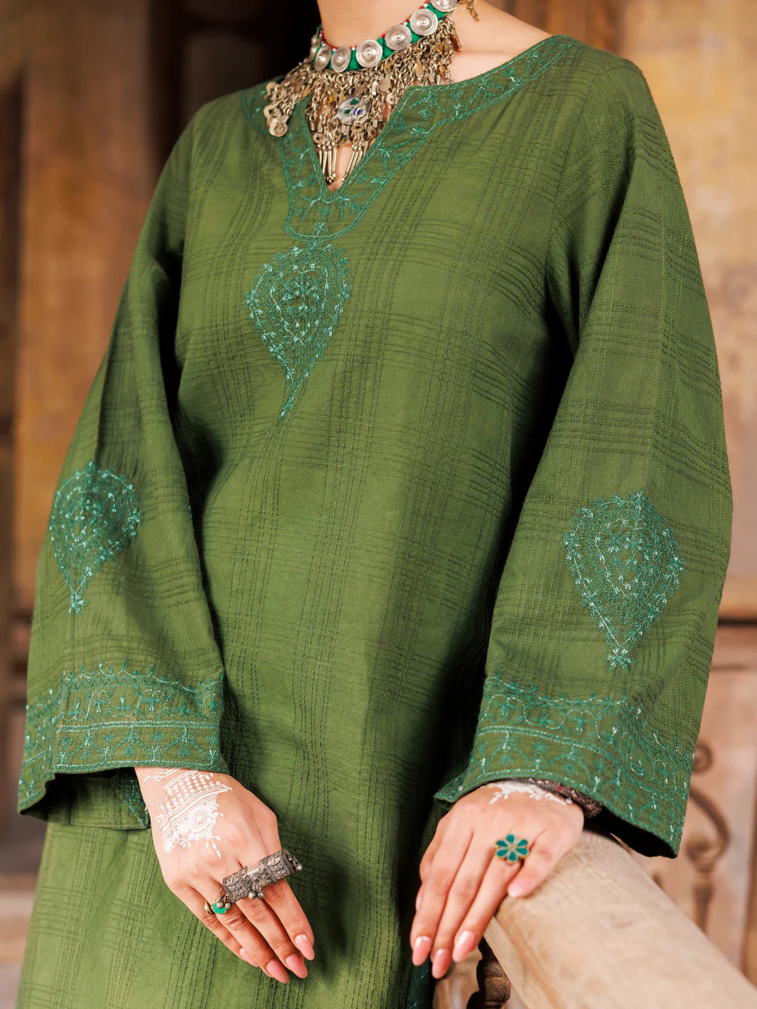 Mehndi Green Dobby Kurti - AWP-LK-705 - Image 2