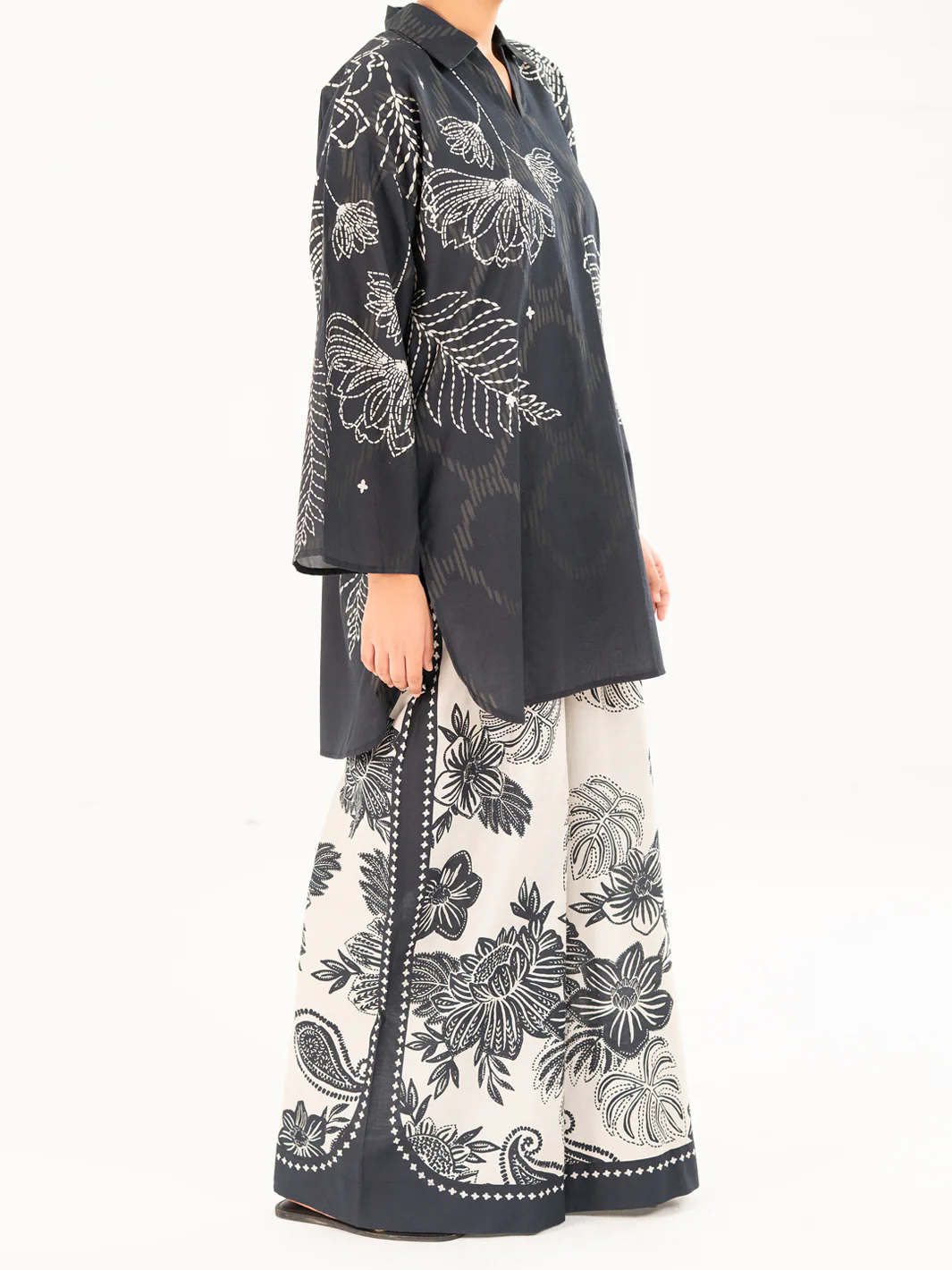 Black Cambric Kurti - AWP-SLK-844 - Image 4