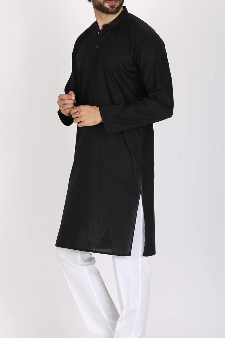 Black Cotton Kurta - AL-K-777