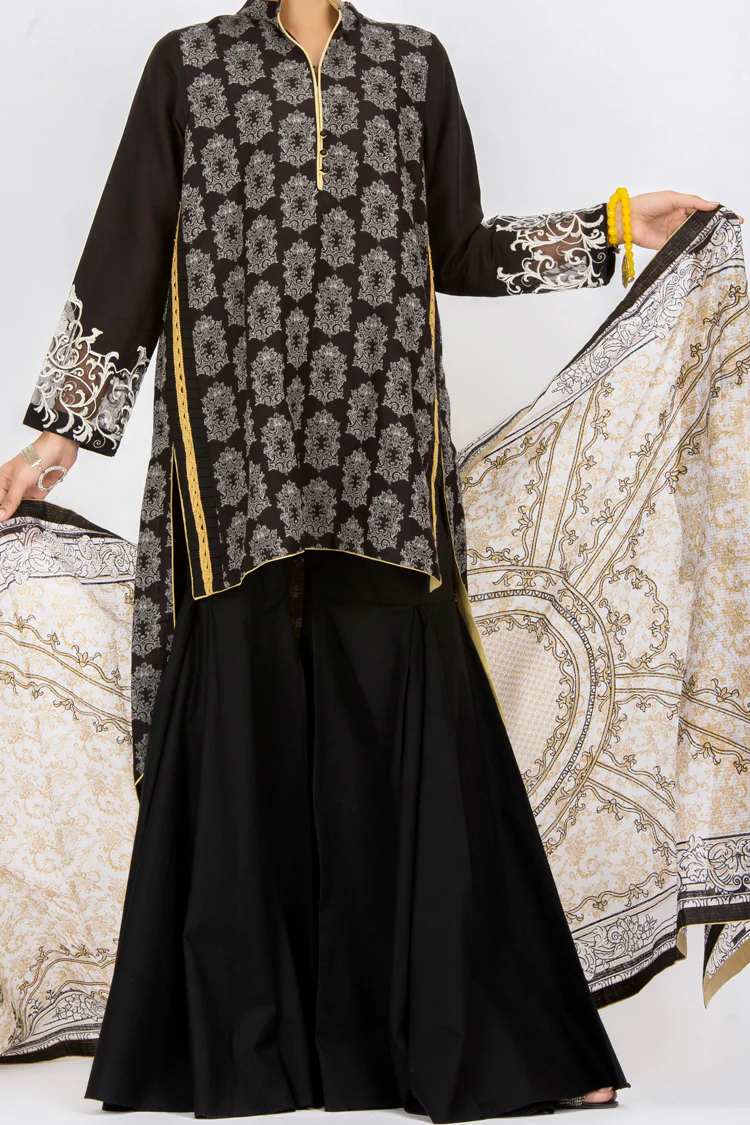 Black Jacquard 3 Piece Stitched - ALP-436