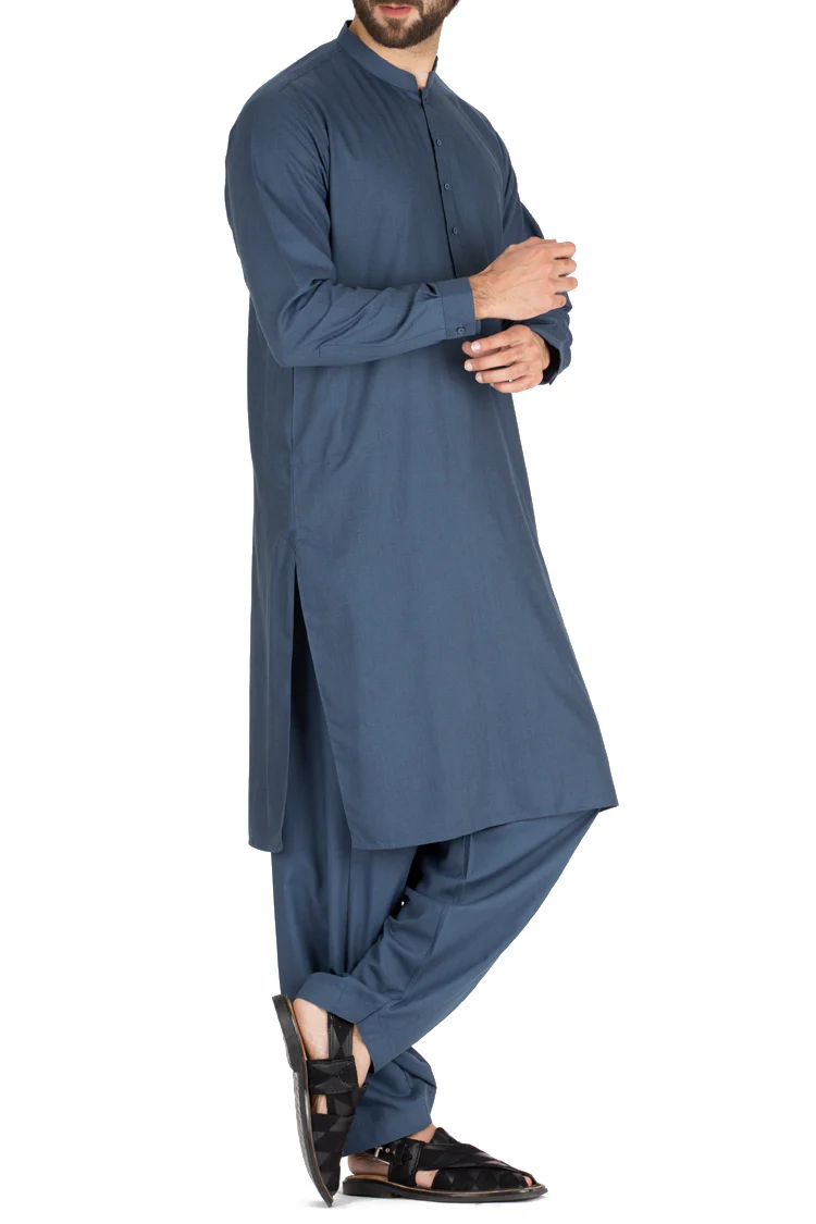 Blue Blended Kameez Shalwar - AL-KS-2411 - Image 4