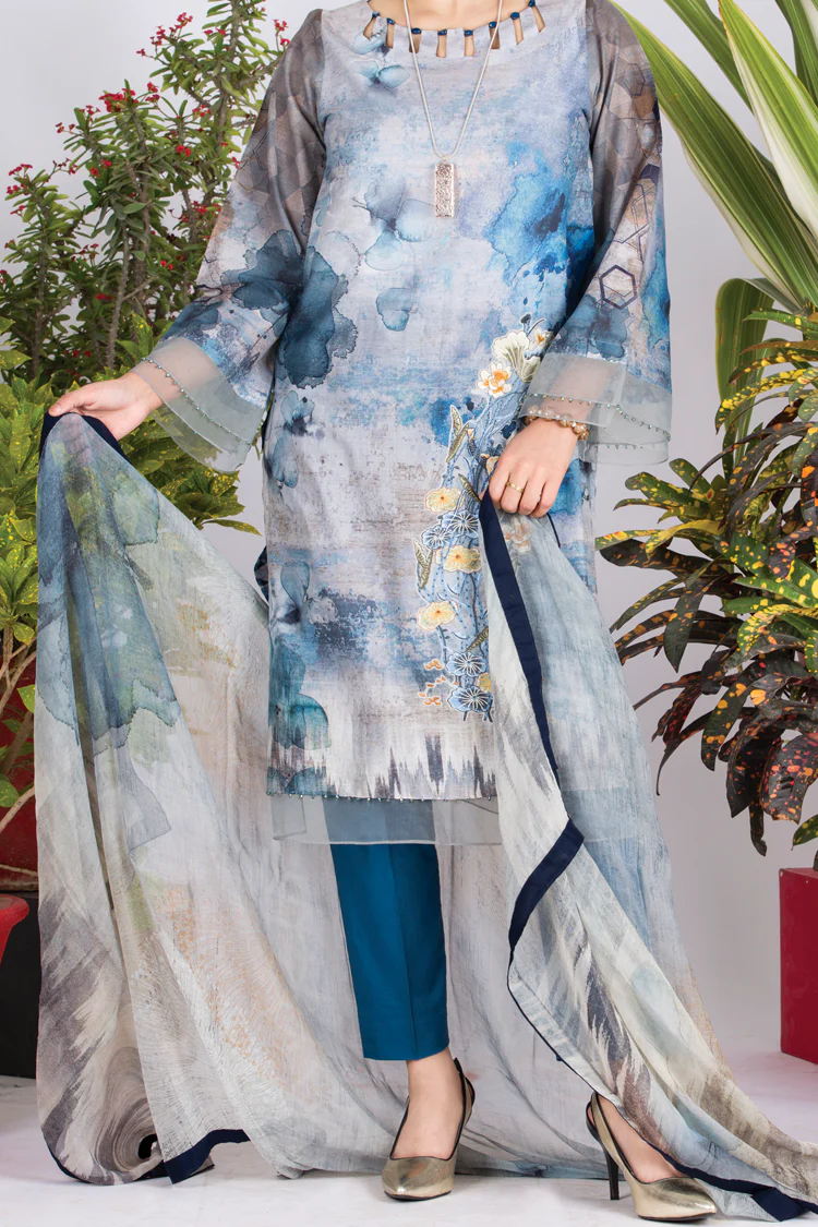 Blue Lawn 3 Piece Stitched - ALP-716