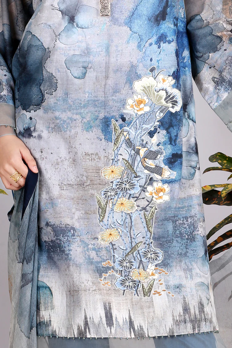 Blue Lawn 3 Piece Stitched - ALP-716 - Image 2