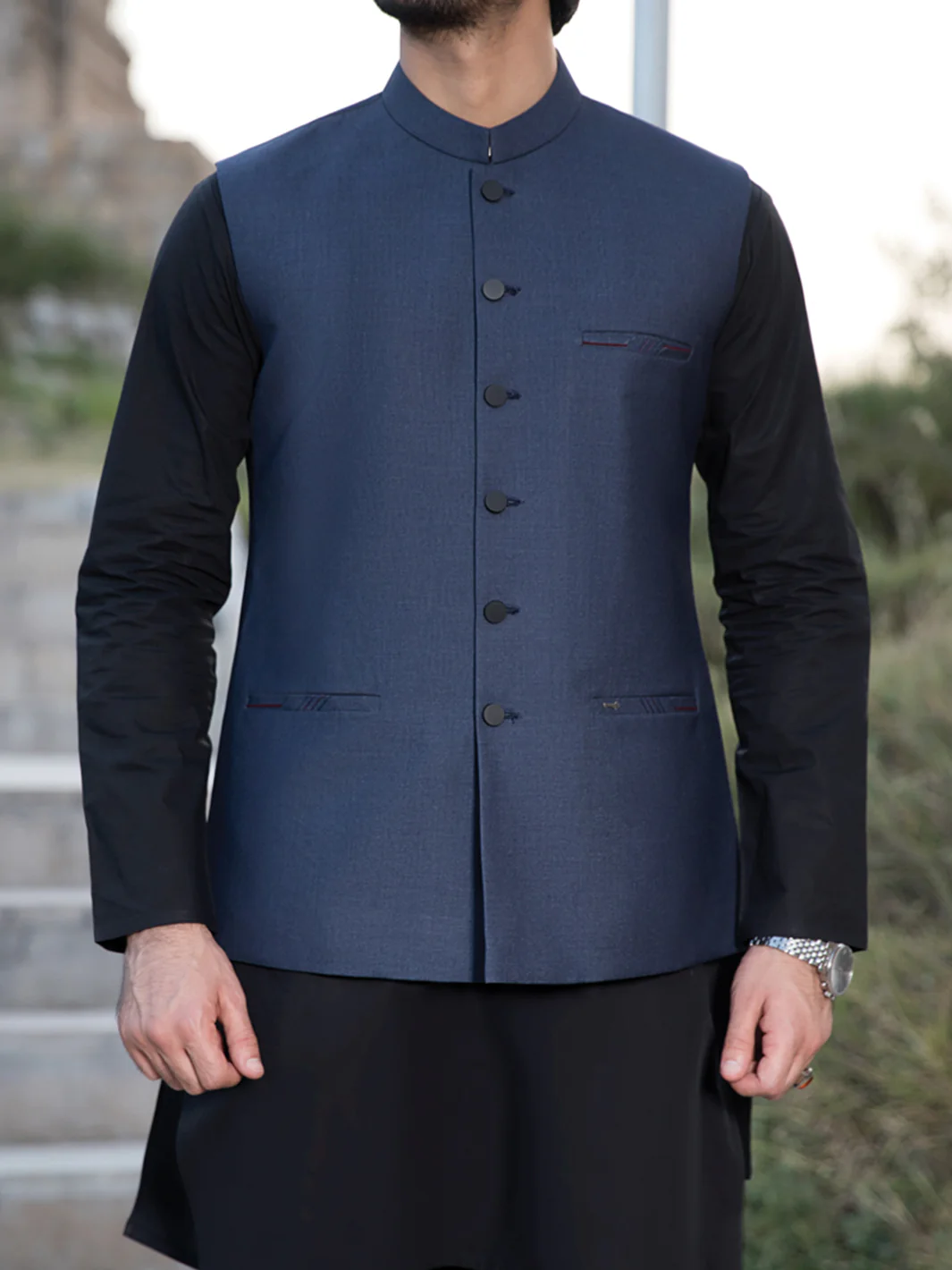 Blue Suiting Waistcoat - WC-265 - Image 2