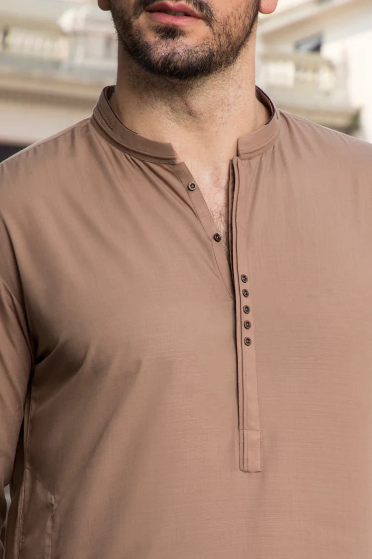 Brown Blended Kameez Shalwar - AL-KS-2343 - Image 2