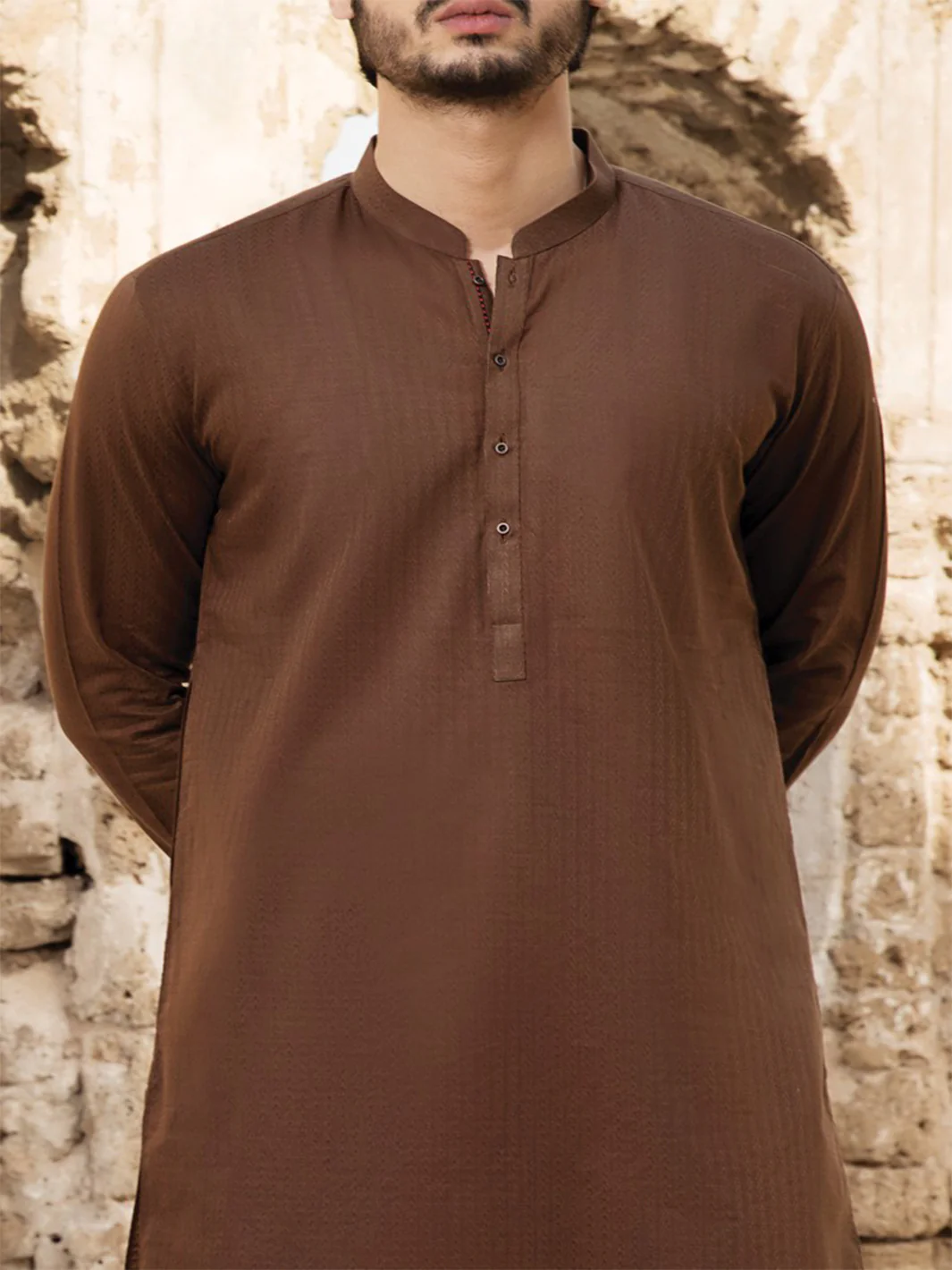 Brown Cotton Kurta - AL-K-798 - Image 3