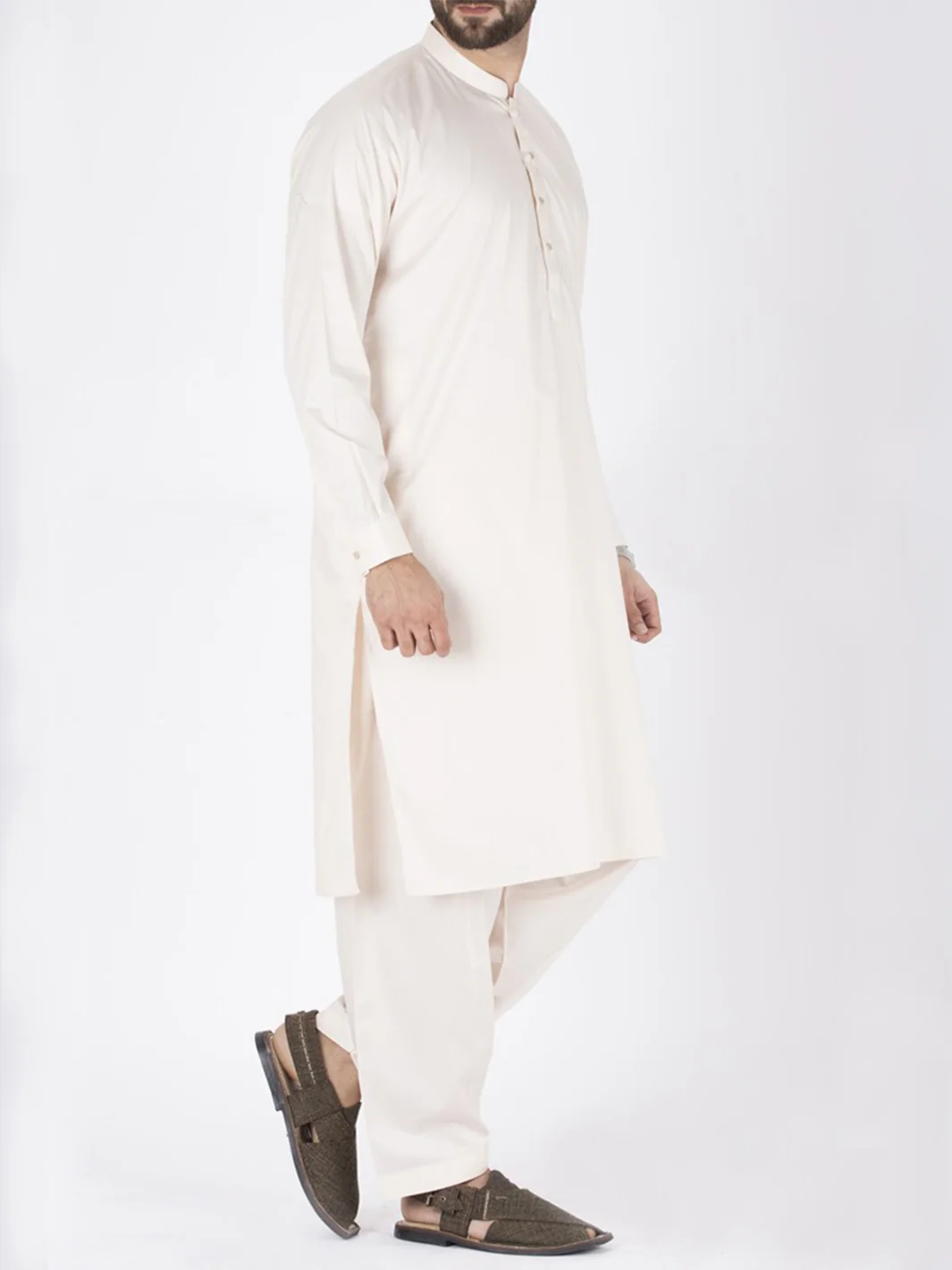 Cream Blended Kameez Shalwar - AL-KS-2362 - Image 4